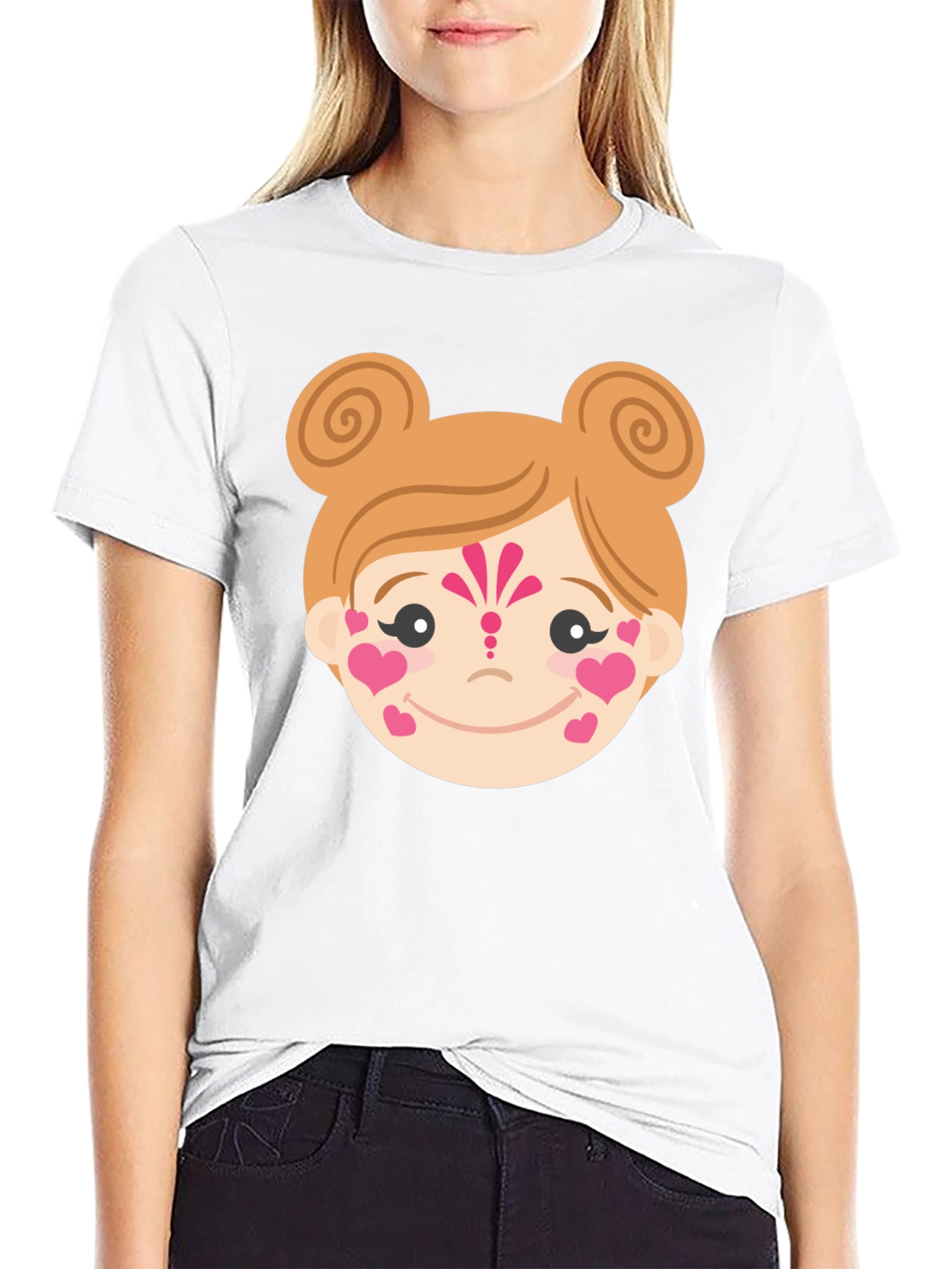 Black Heart Face Girl Black T-Shirt view 9