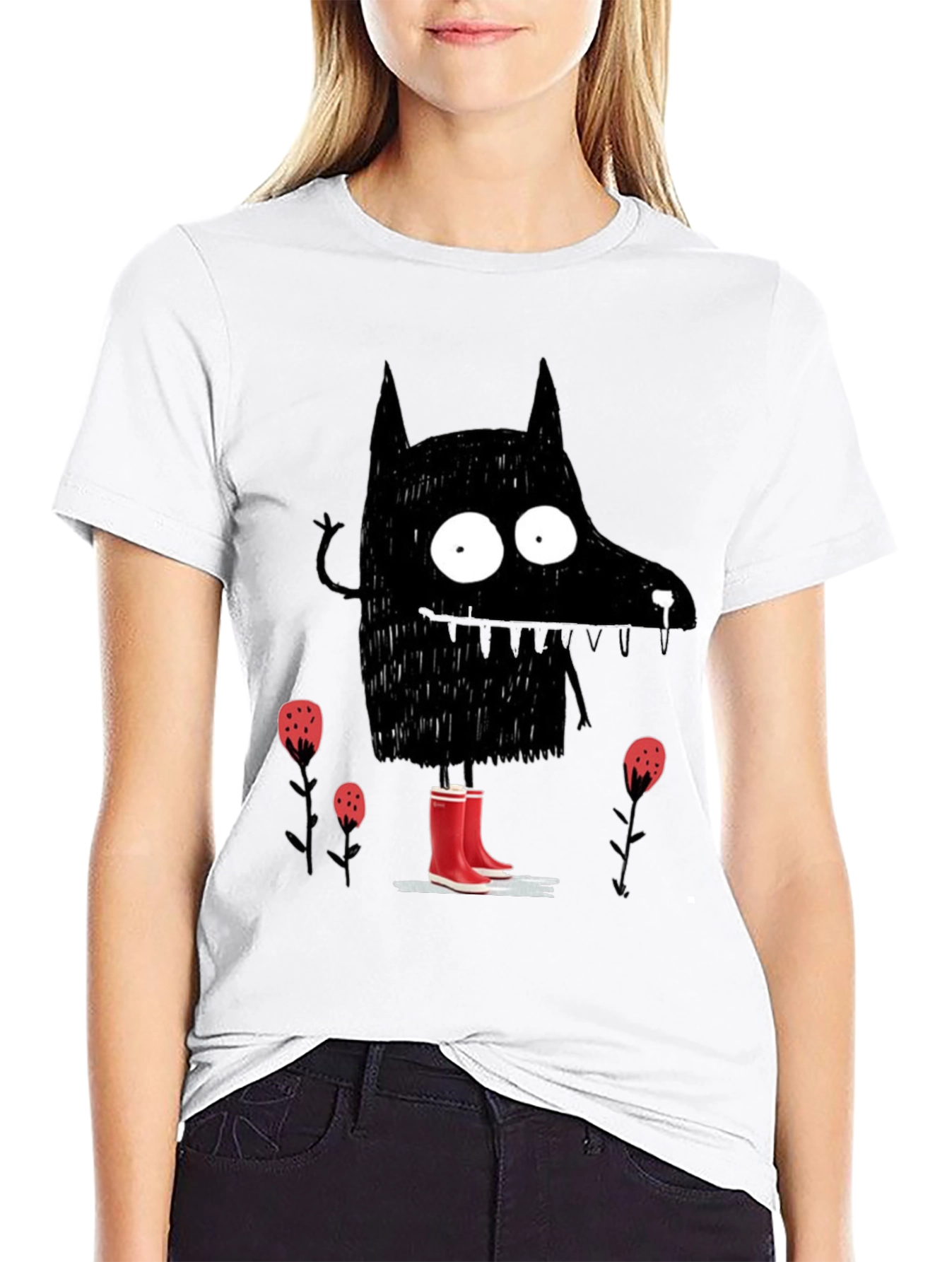 Black Wolf Rain Boot T-Shirt view 9