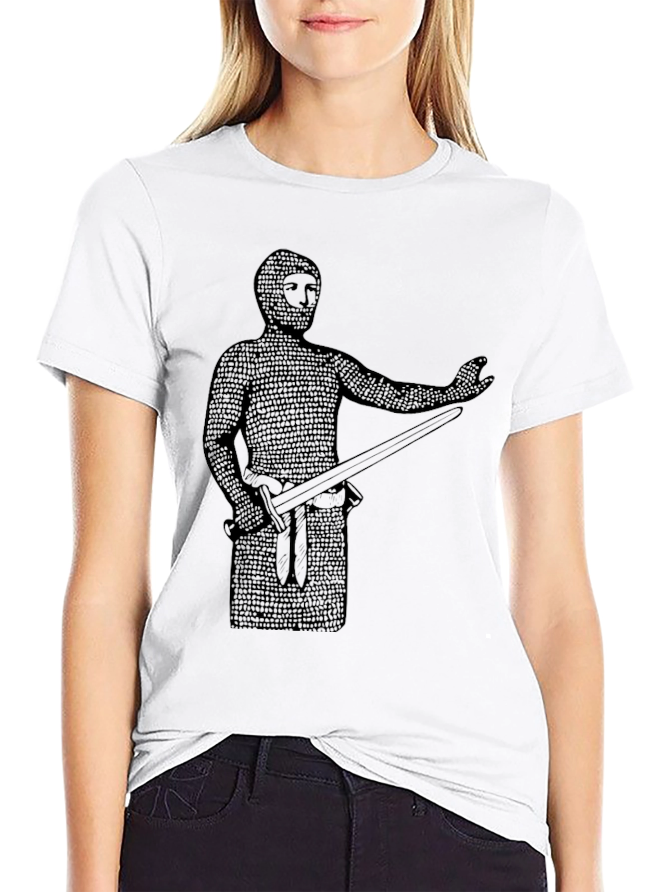 Black Medieval Knight T-Shirt - Chainmail Graphic Tee view 9