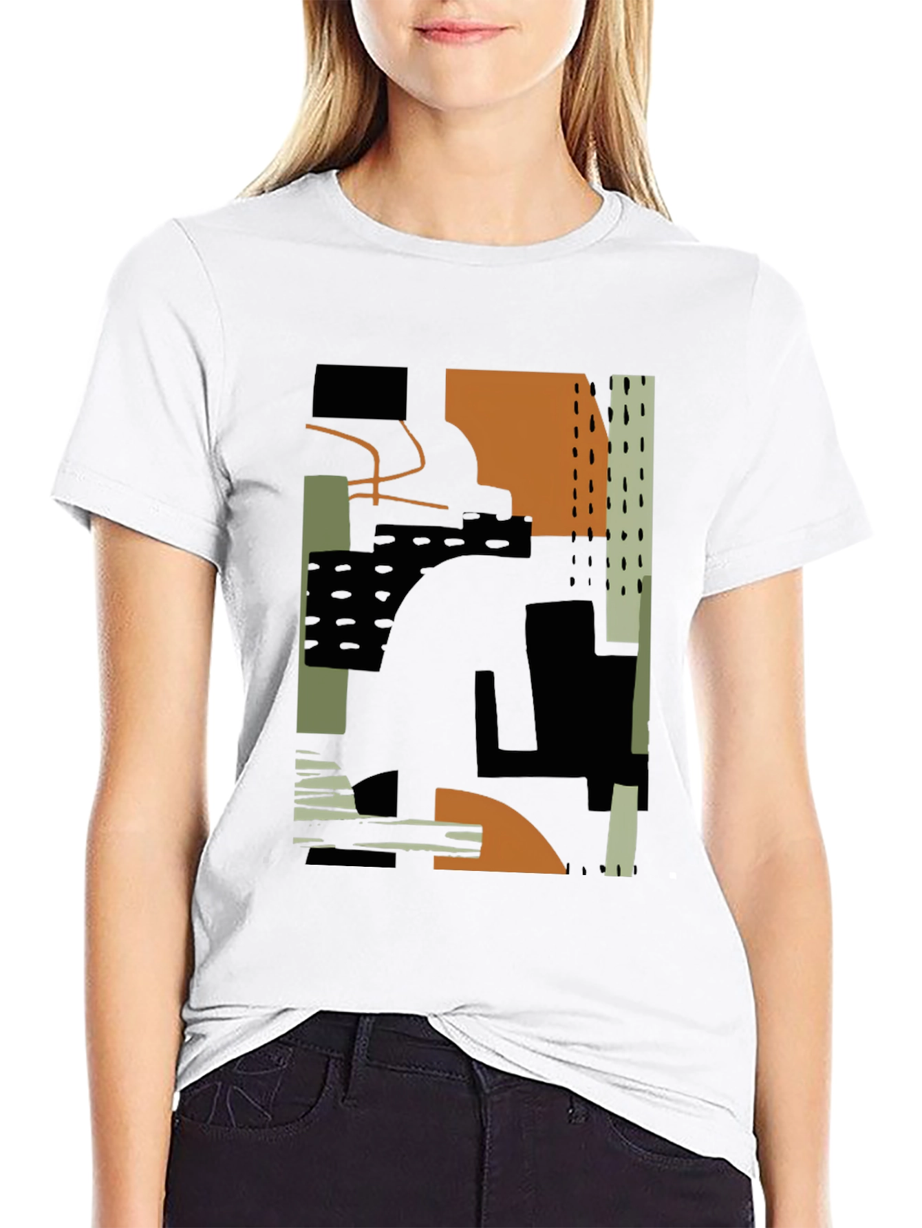 Black Abstract Art Tee - Modern Black T-Shirt view 9