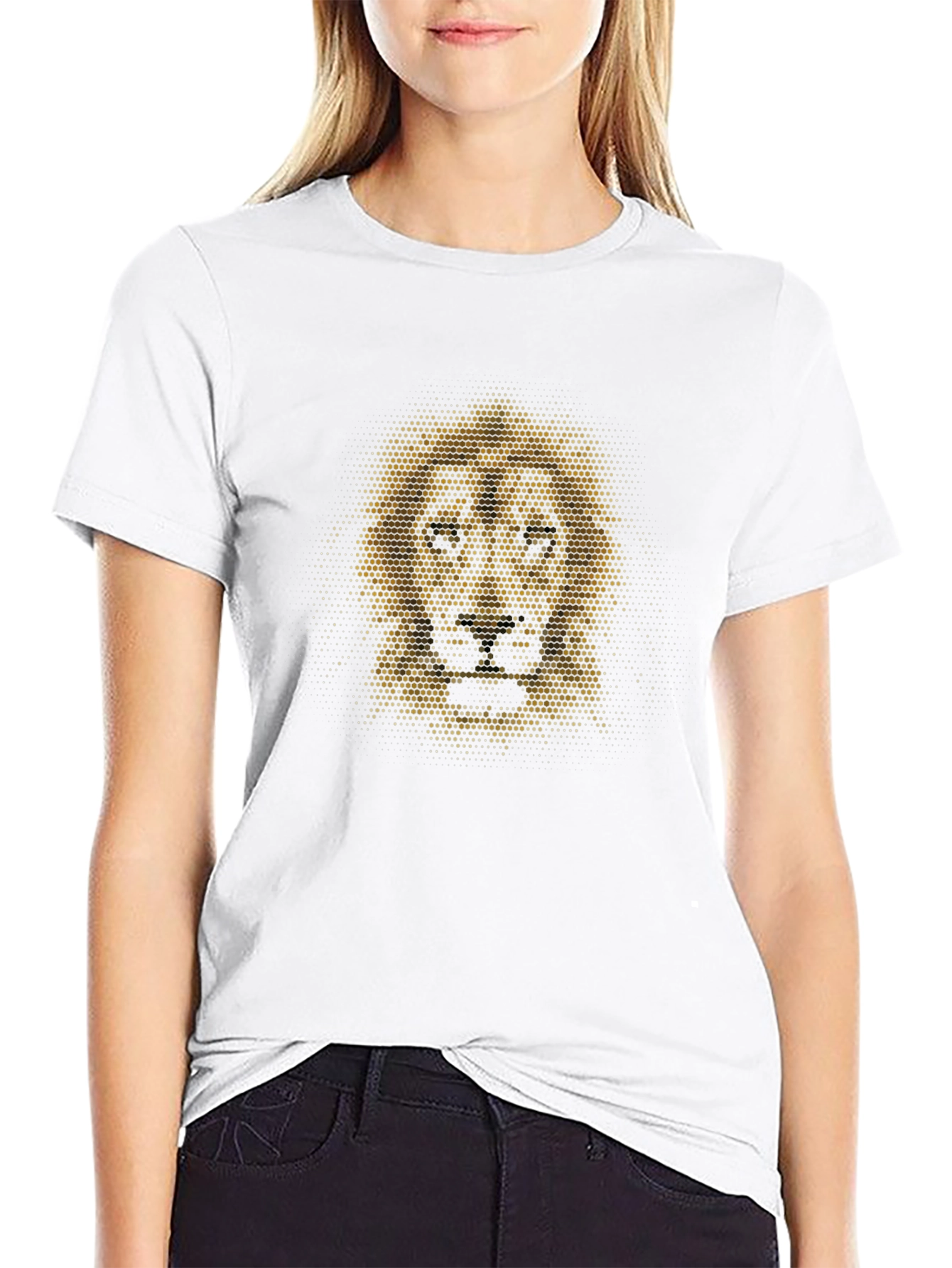 Black Lion Dot Art Graphic T-Shirt - Black view 9