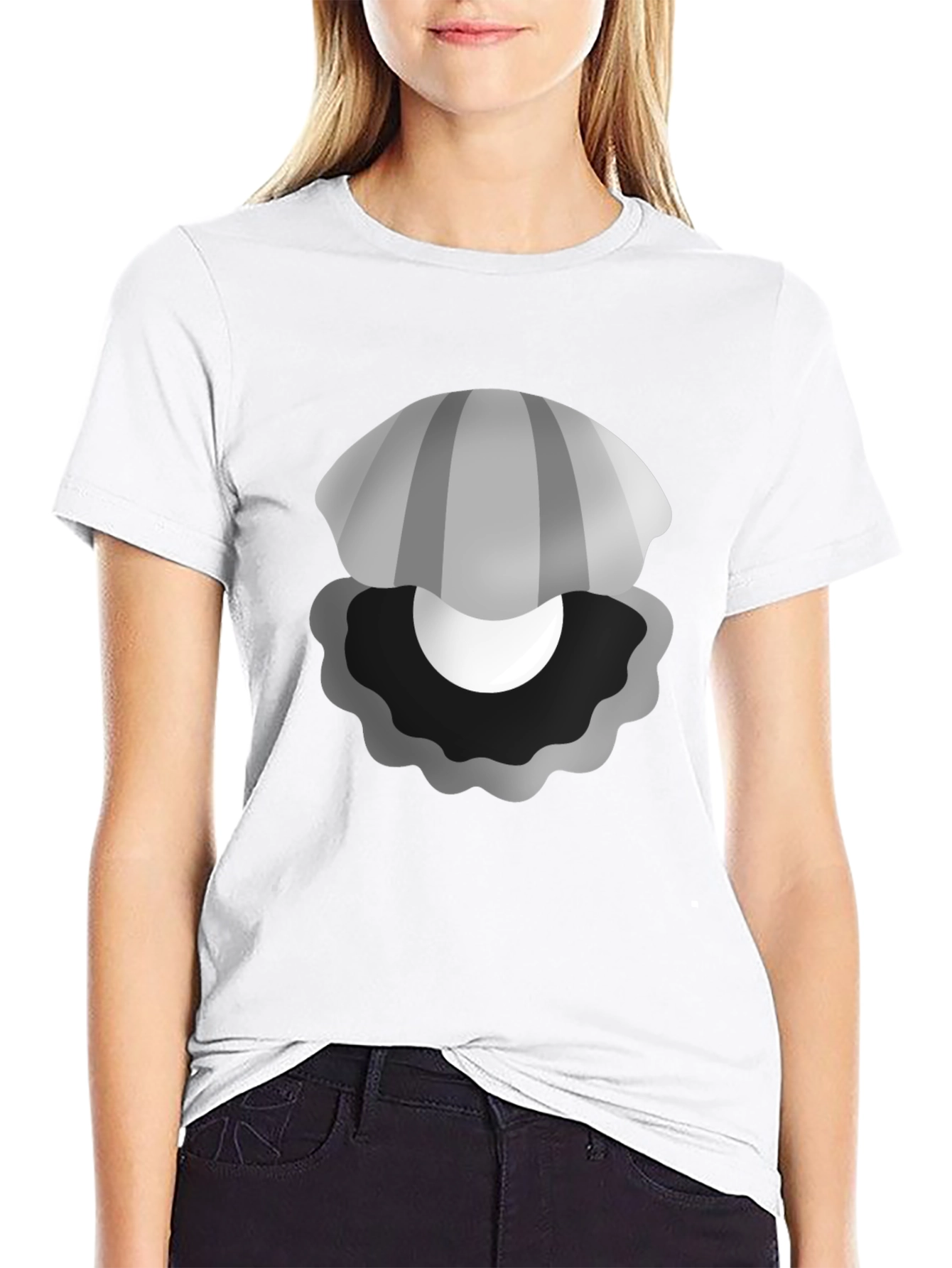 Black Oyster Pearl Graphic Black Tee - Novelty T-Shirt view 9