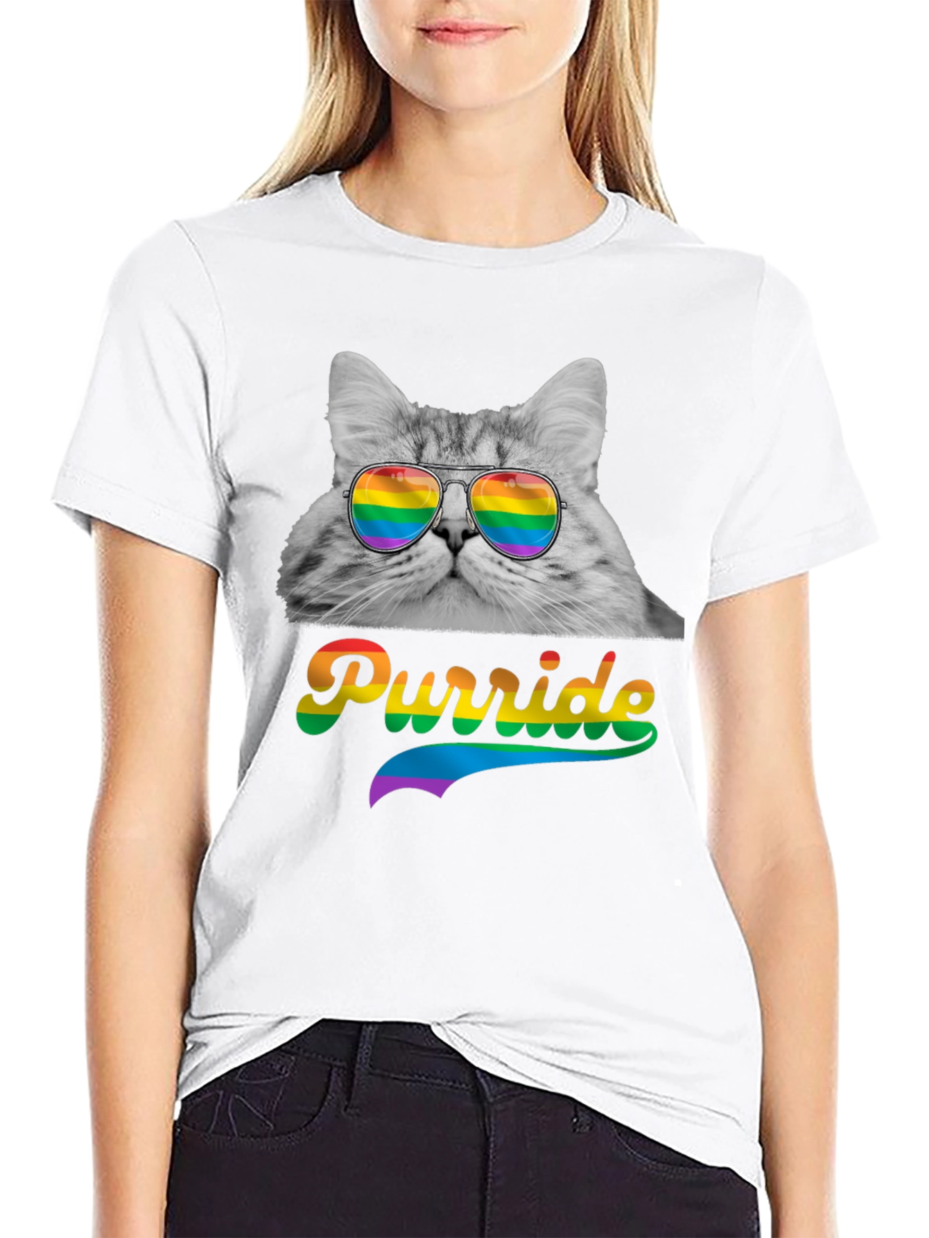 Black Purride Cat T-Shirt LGBT Pride Month view 9