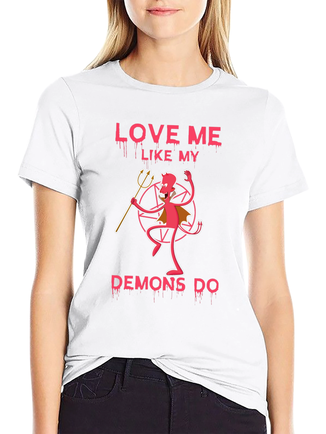 Black Love Me Like My Demons Do Black Graphic Tee view 9