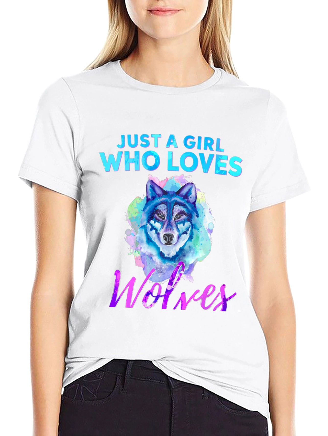 Black Girl Who Loves Wolves Graphic T-Shirt view 9