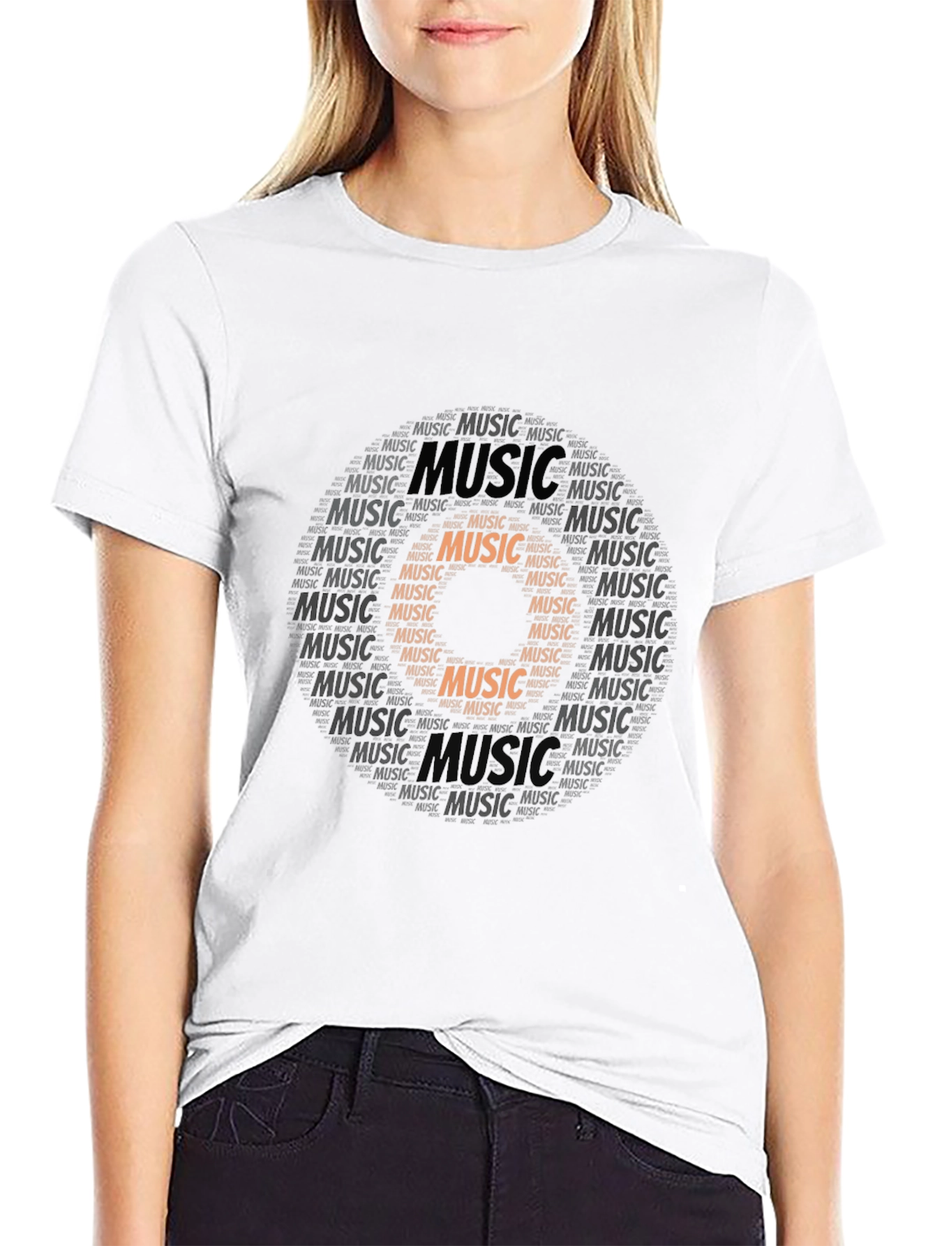 Black Music Record Word Art Graphic Tee view 9