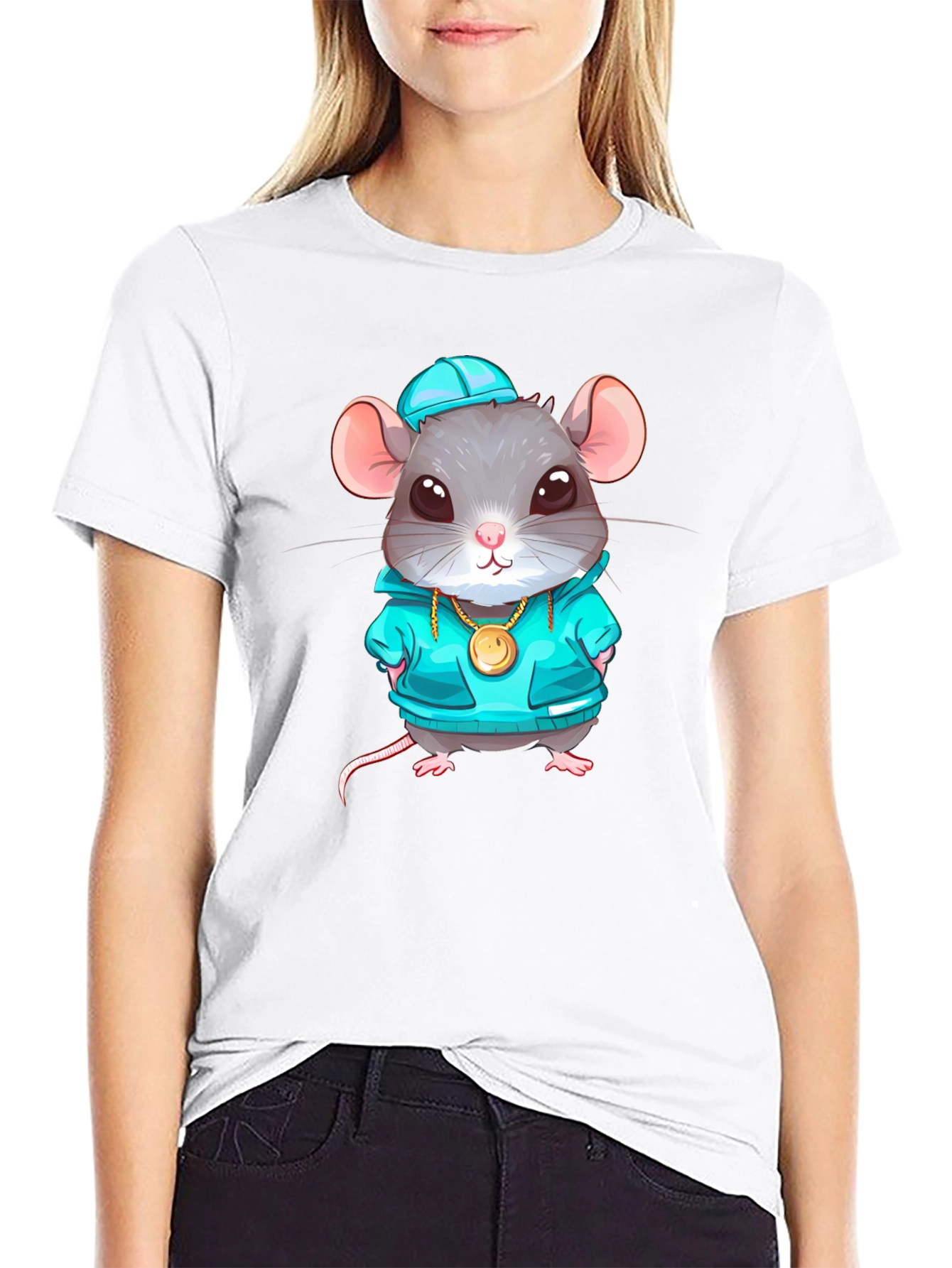Black Cool Rat Graphic T-Shirt view 9