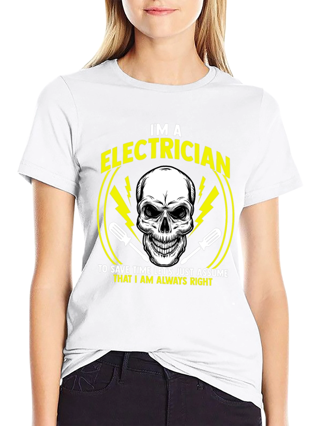 Black Electrician Skull Graphic T-Shirt - Always Right Funny Tee view 9