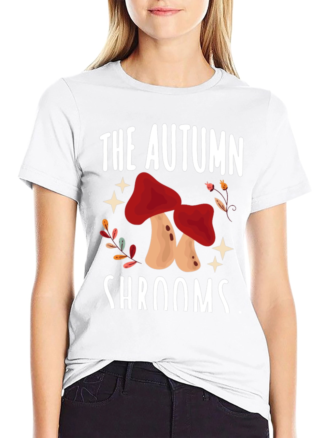 Black Autumn Shrooms T-Shirt - Mushroom Season Tee view 9