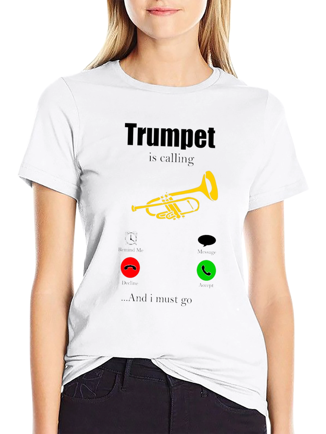 Black Trumpet is Calling T-Shirt - Musician Humor view 9