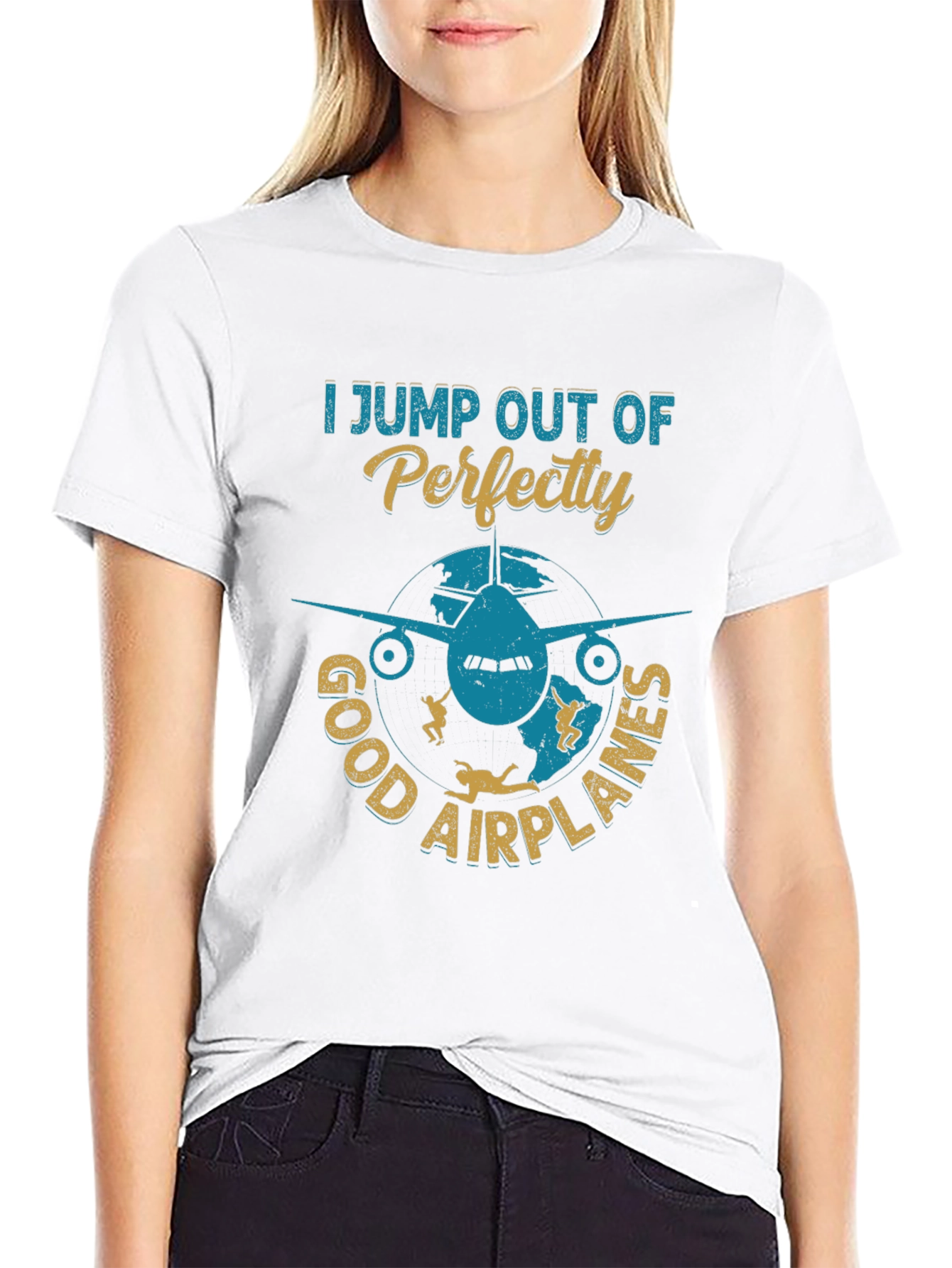 Black Skydiving T-Shirt: I Jump Out Of Perfectly Good Airplanes view 9