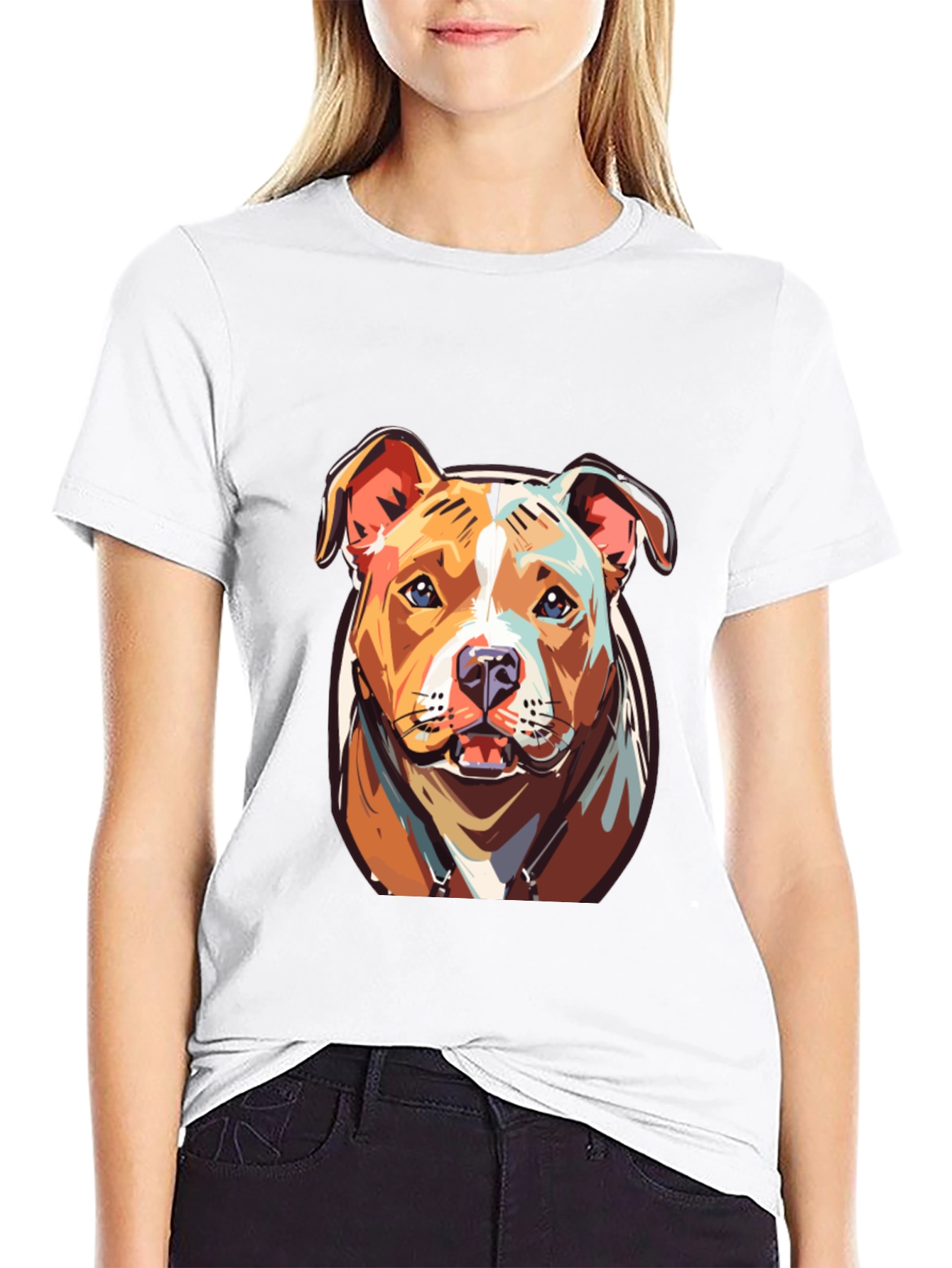 Black Cool Pitbull Dog Graphic Print Tee view 9