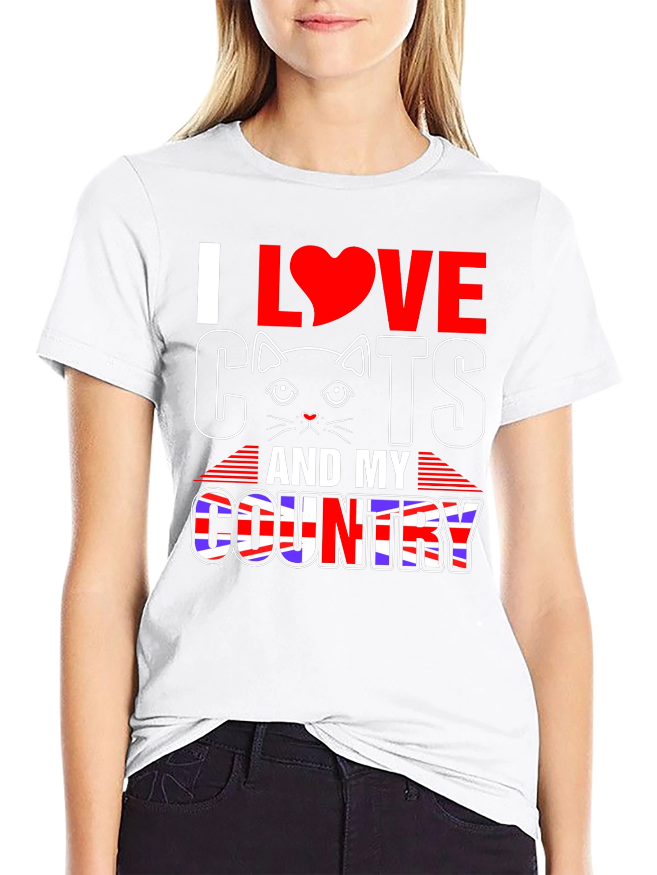 Black I Love Cats and My Country T-Shirt view 9