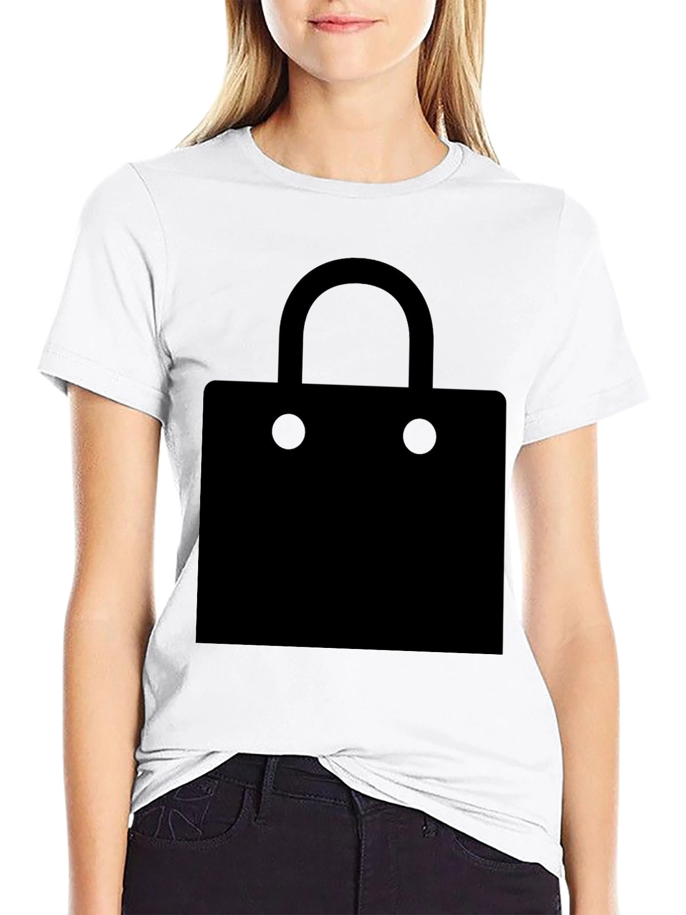 Black Men's Black T-Shirt with Shopping Bag Graphic view 9