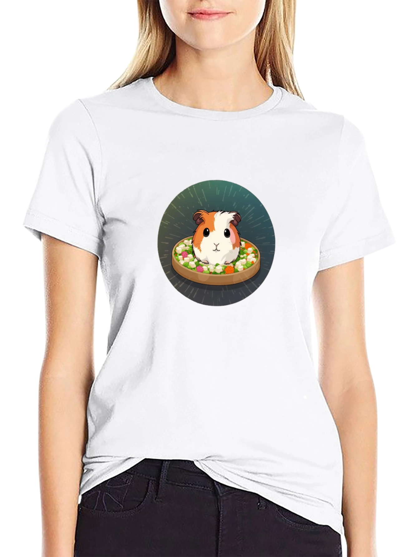 Black Guinea Pig Salad T-Shirt view 9