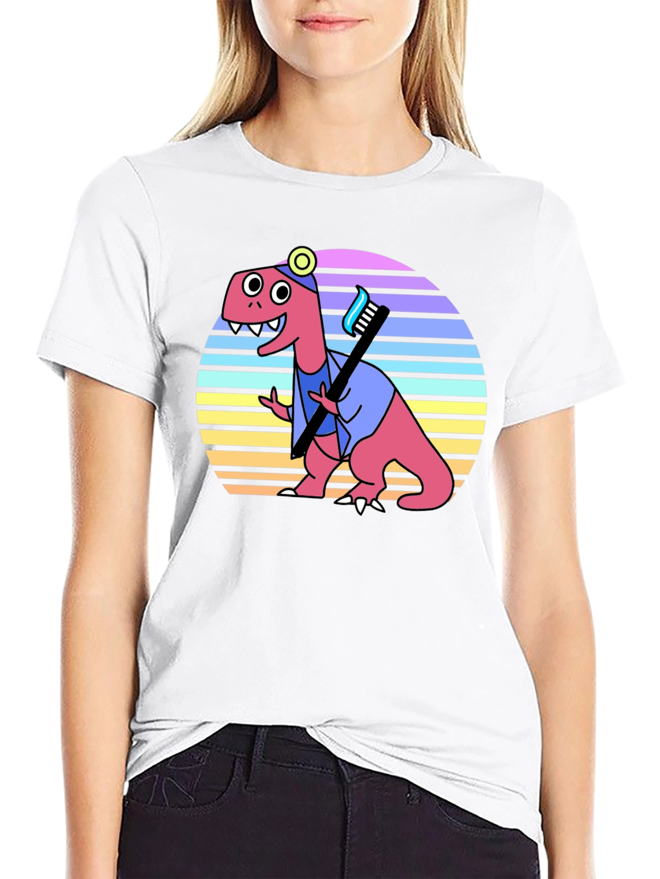 Black Dino Dentist T-Shirt - Novelty Graphic Tee view 9