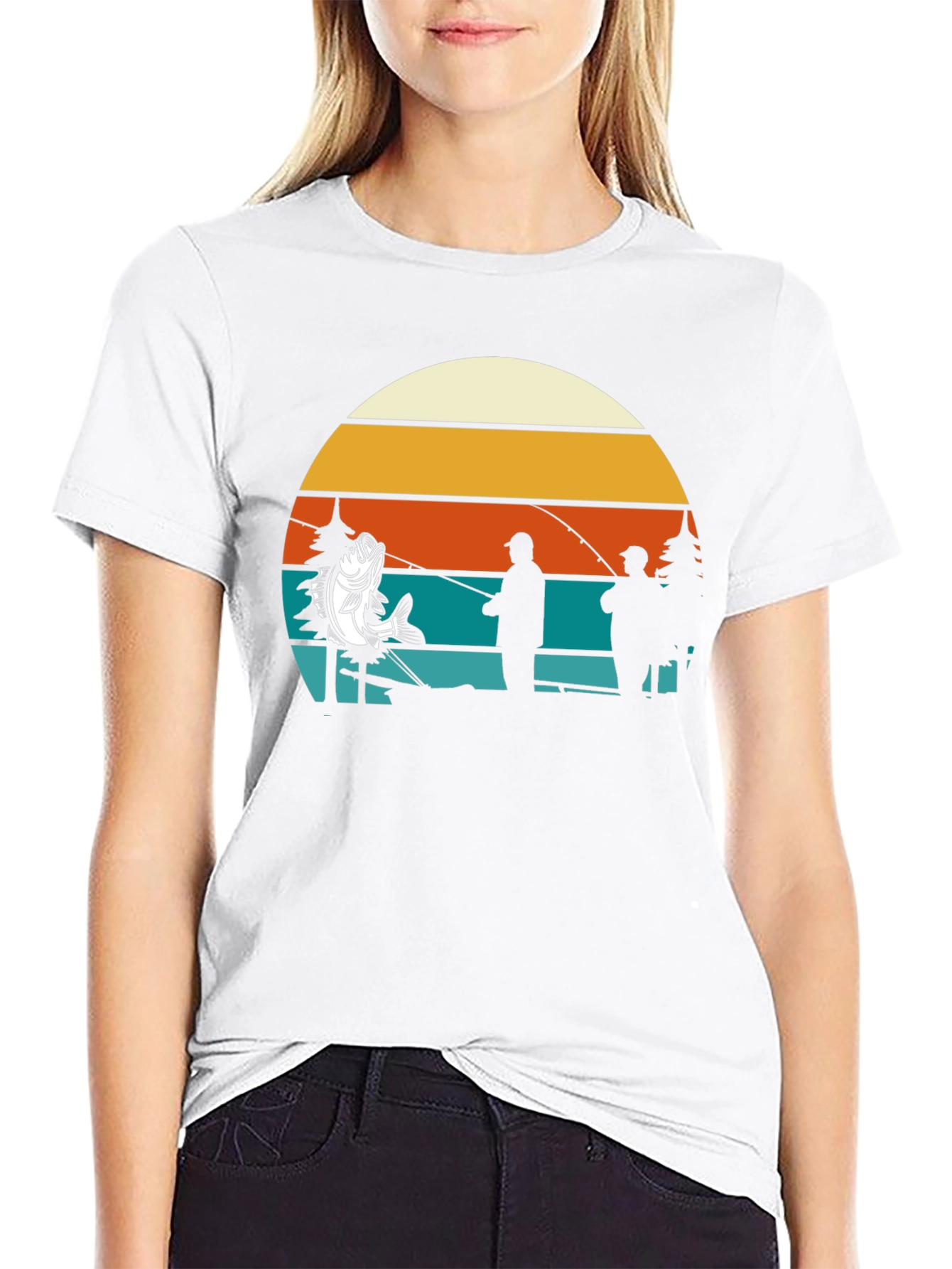 Black Fishing Retro Sunset T-Shirt view 9