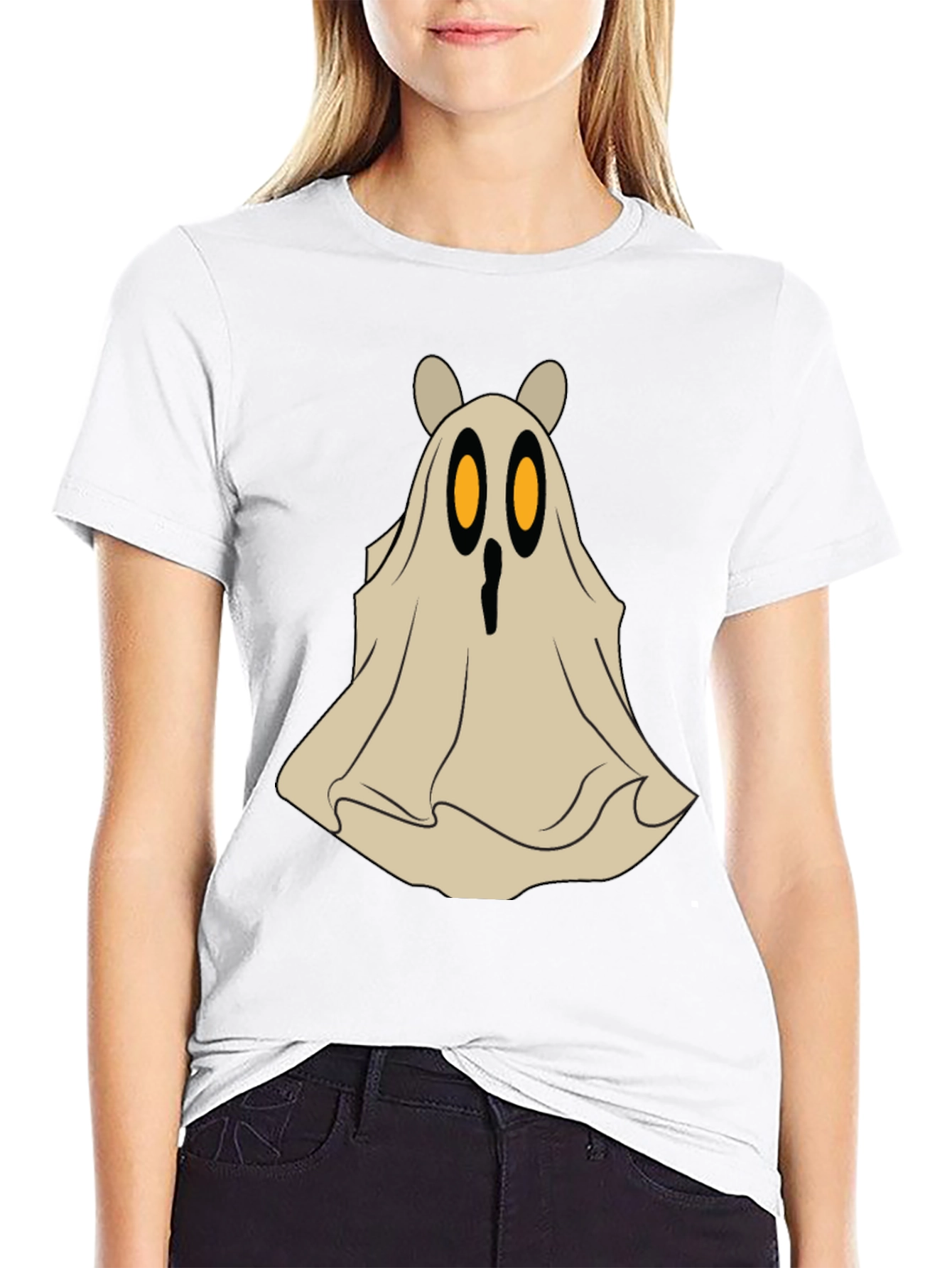 Black Spooky Cute Bear Ghost Halloween T-Shirt view 9
