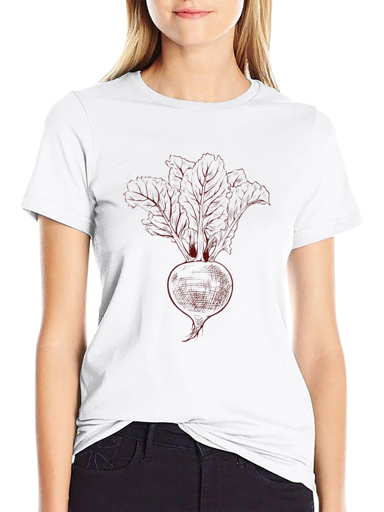 Black Beetroot Sketch Graphic Tee - Black Cotton T-Shirt view 9
