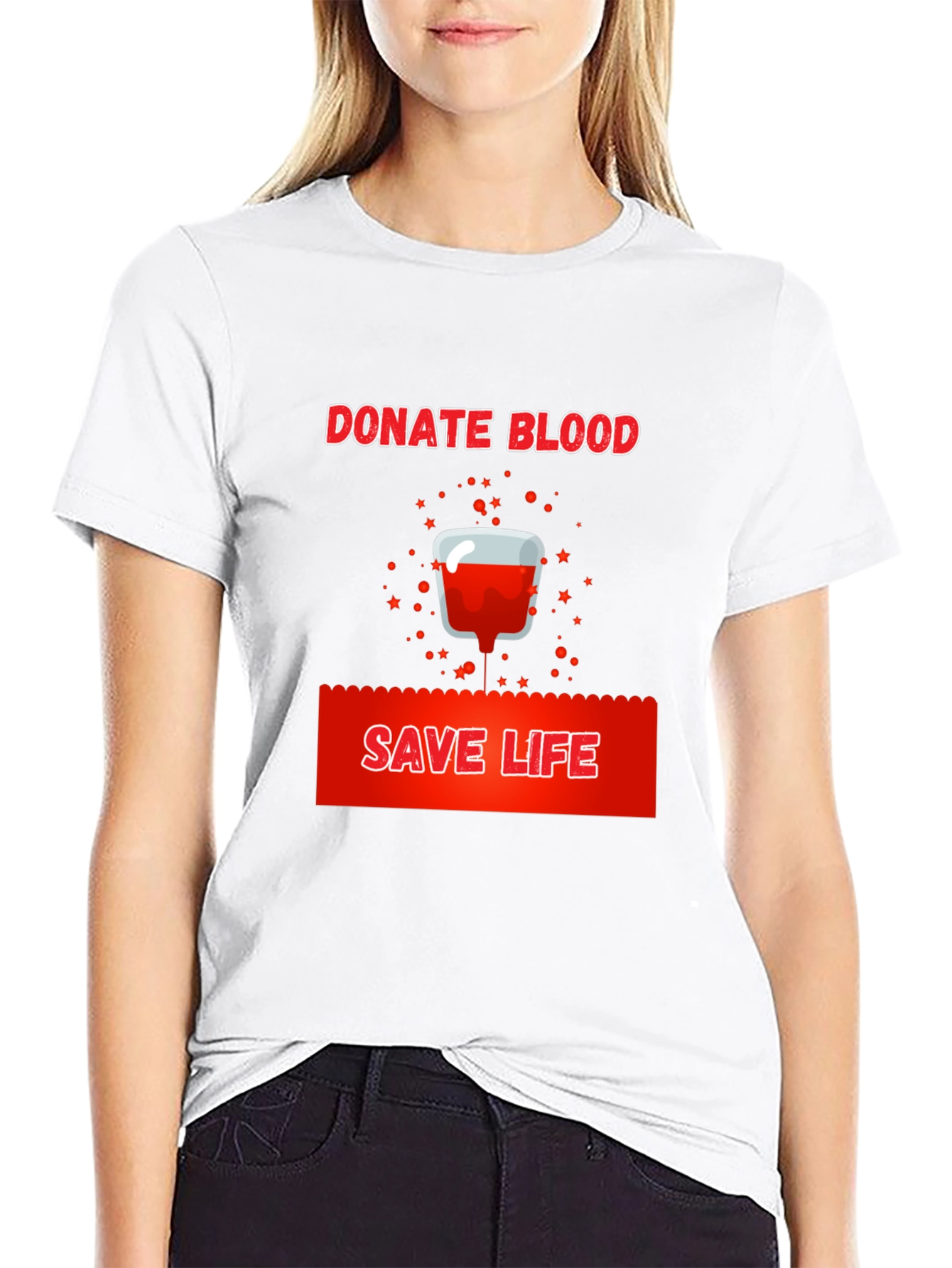 Donate Blood Save Life Graphic Tee - Black Cotton T-Shirt - 9