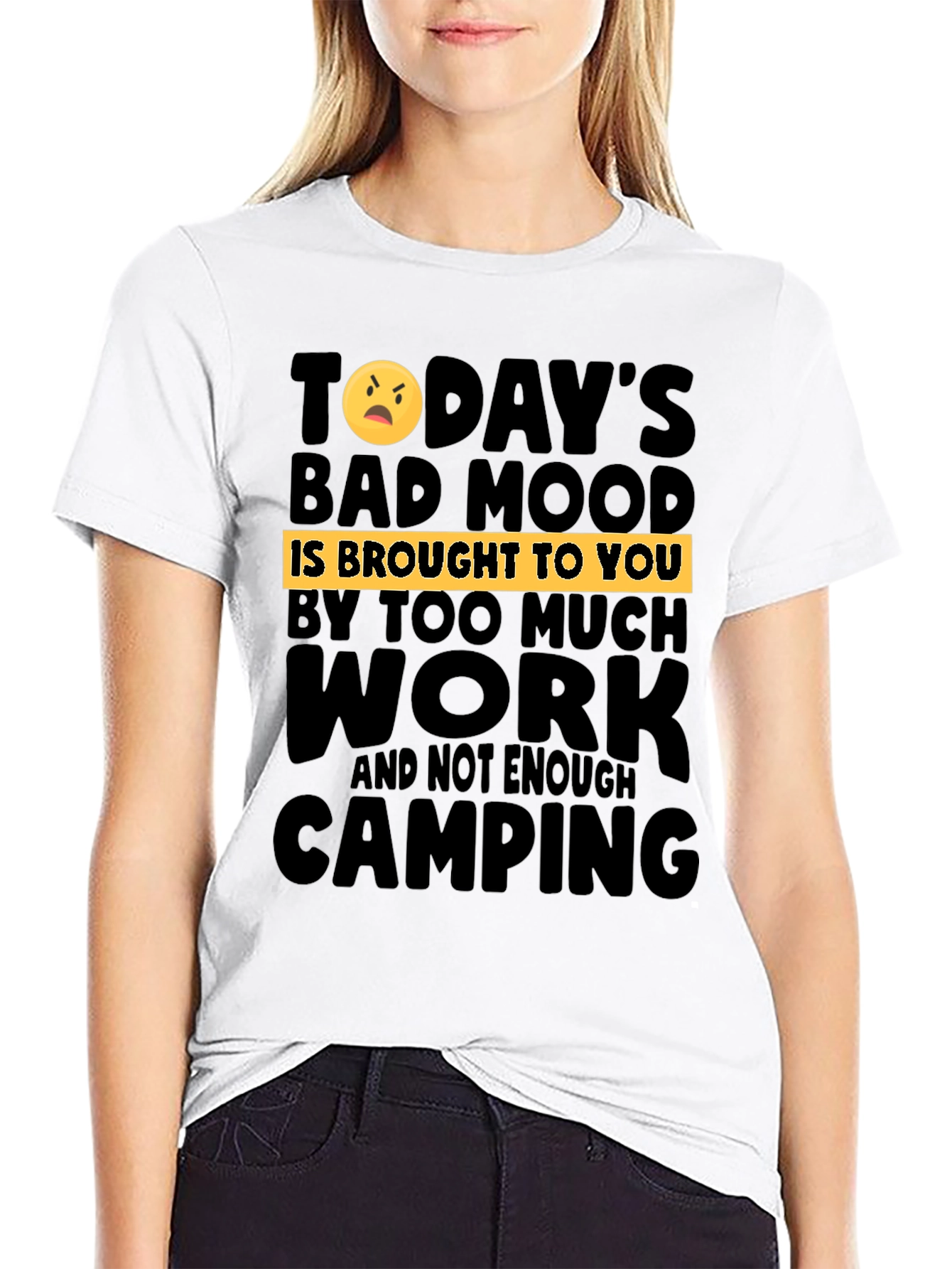 Black Humorous Camping & Work T-Shirt view 9
