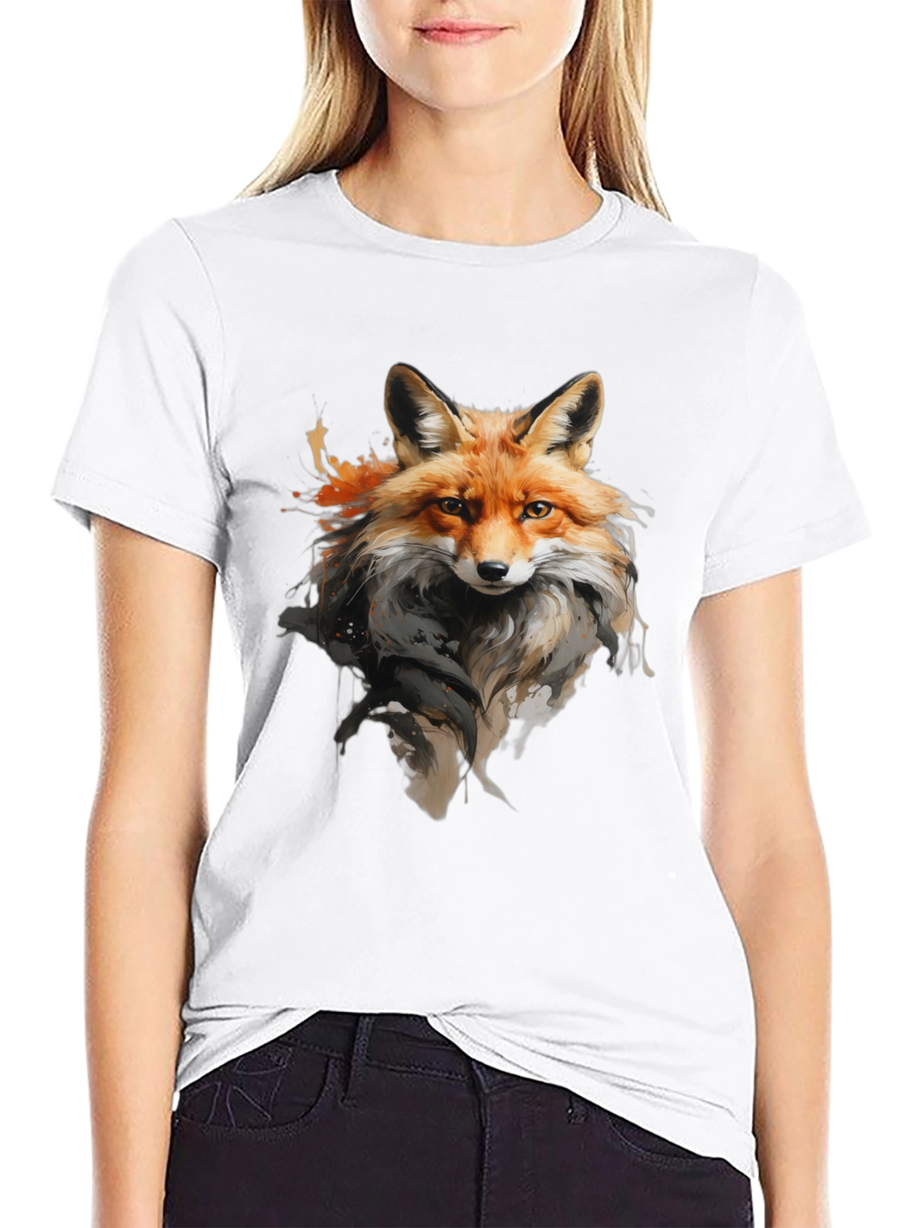 Black Fox Graphic T-Shirt: Stylish Animal Print Tee view 9