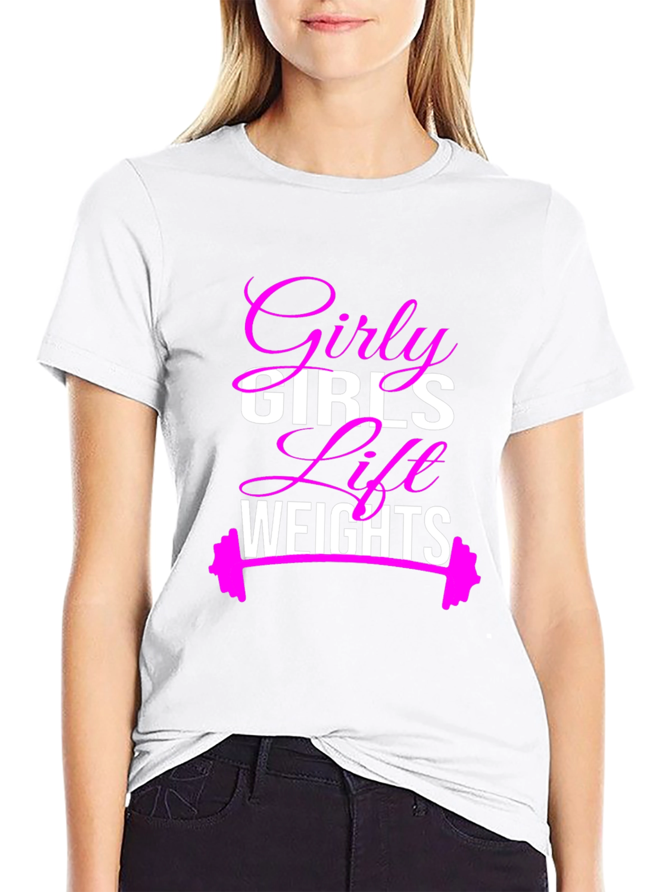 Black Girly Girls Lift Weights T-Shirt - Fitness Apparel view 9