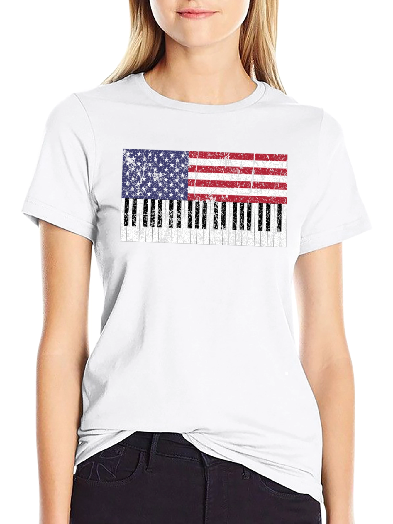 Piano Keys American Flag T-Shirt - 9