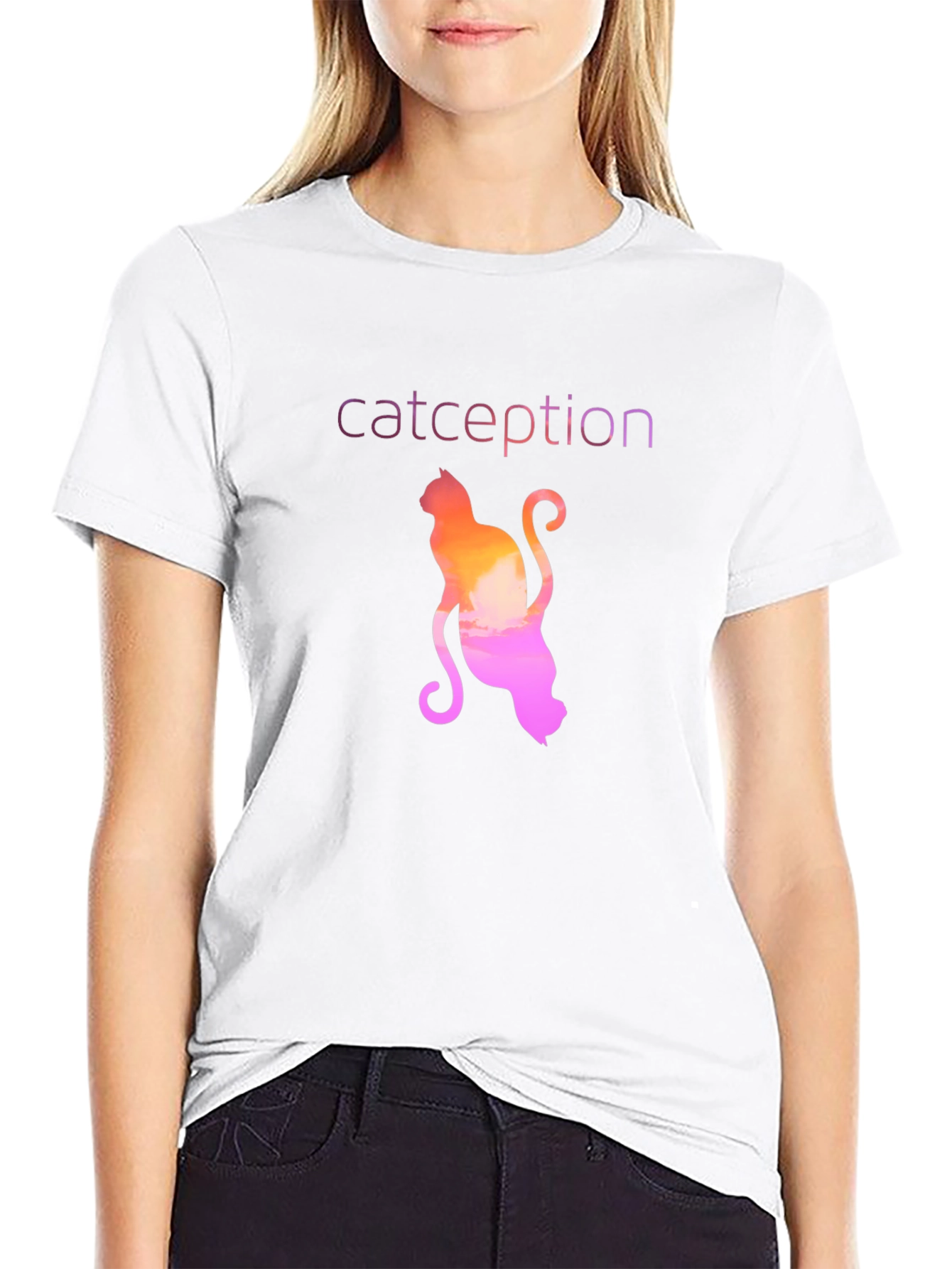 Black Catception T-Shirt - Unique Gradient Cat Design view 9