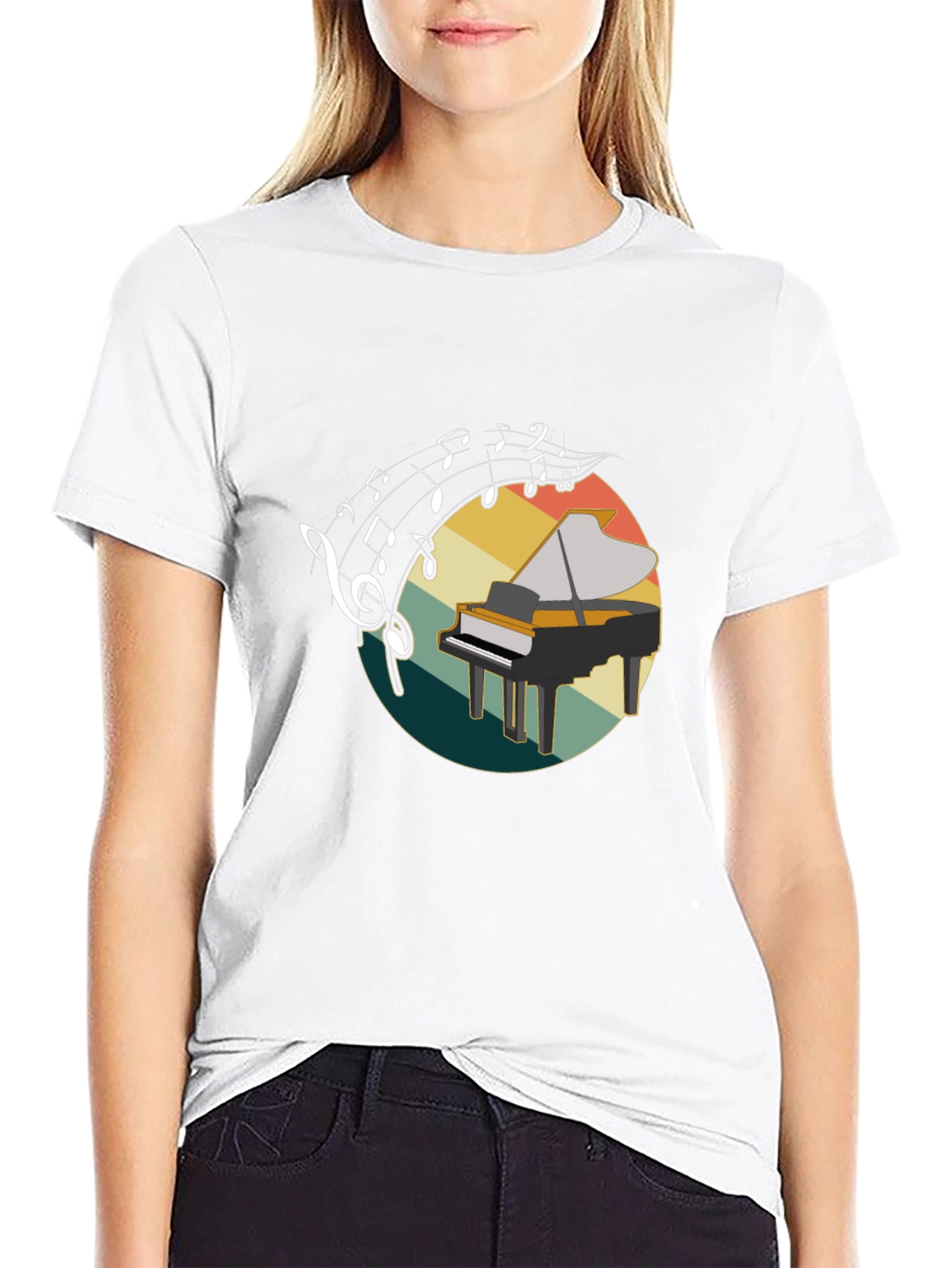 Black Musical Piano Graphic T-Shirt view 9