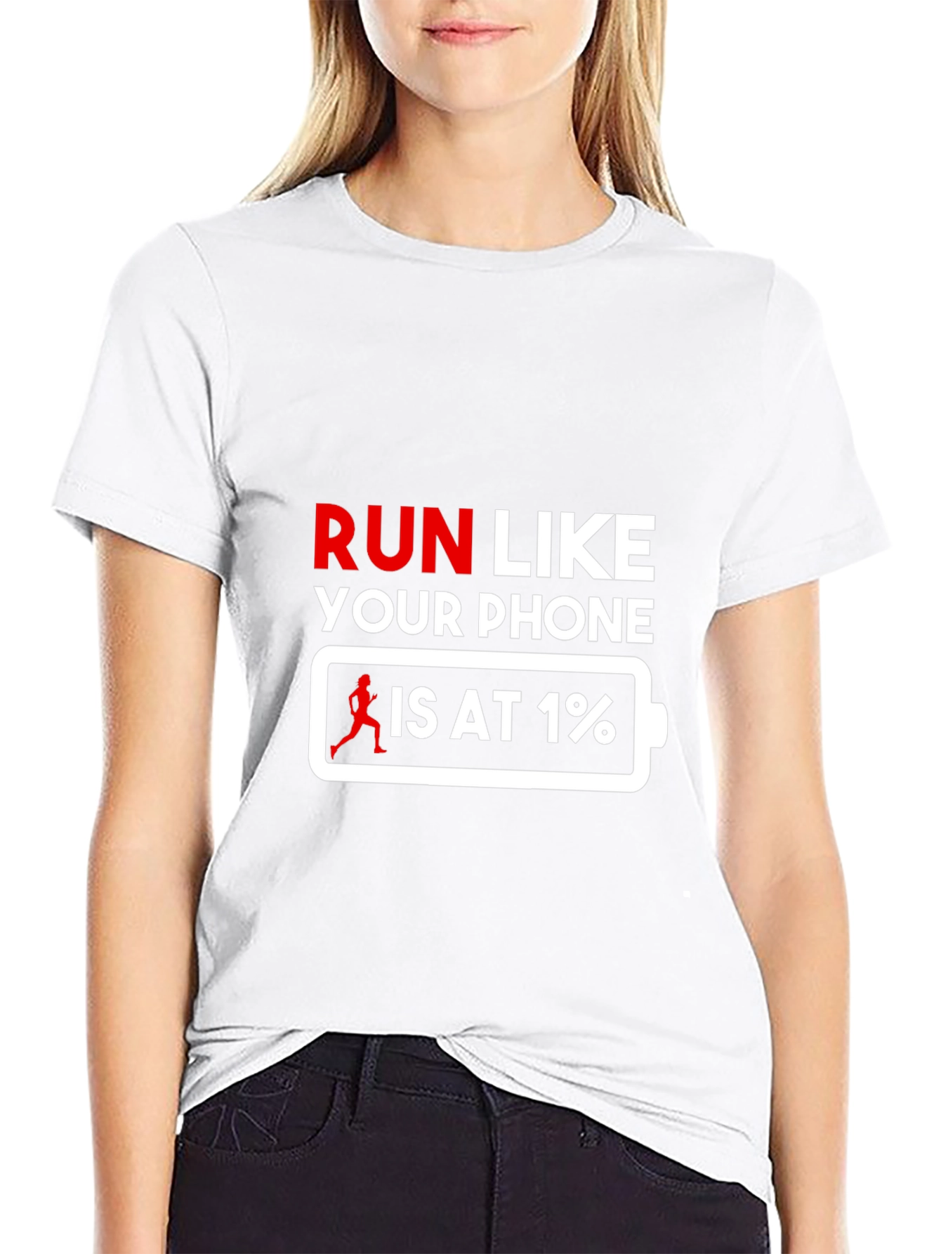 Black Run Like Your Phone is at 1% T-Shirt view 9