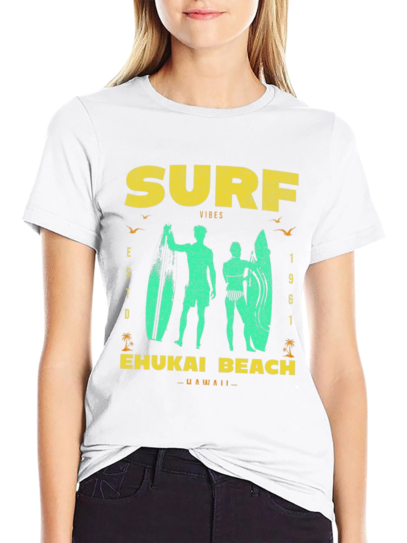 Black Surf Vibes T-Shirt | Ehukai Beach Hawaii view 9