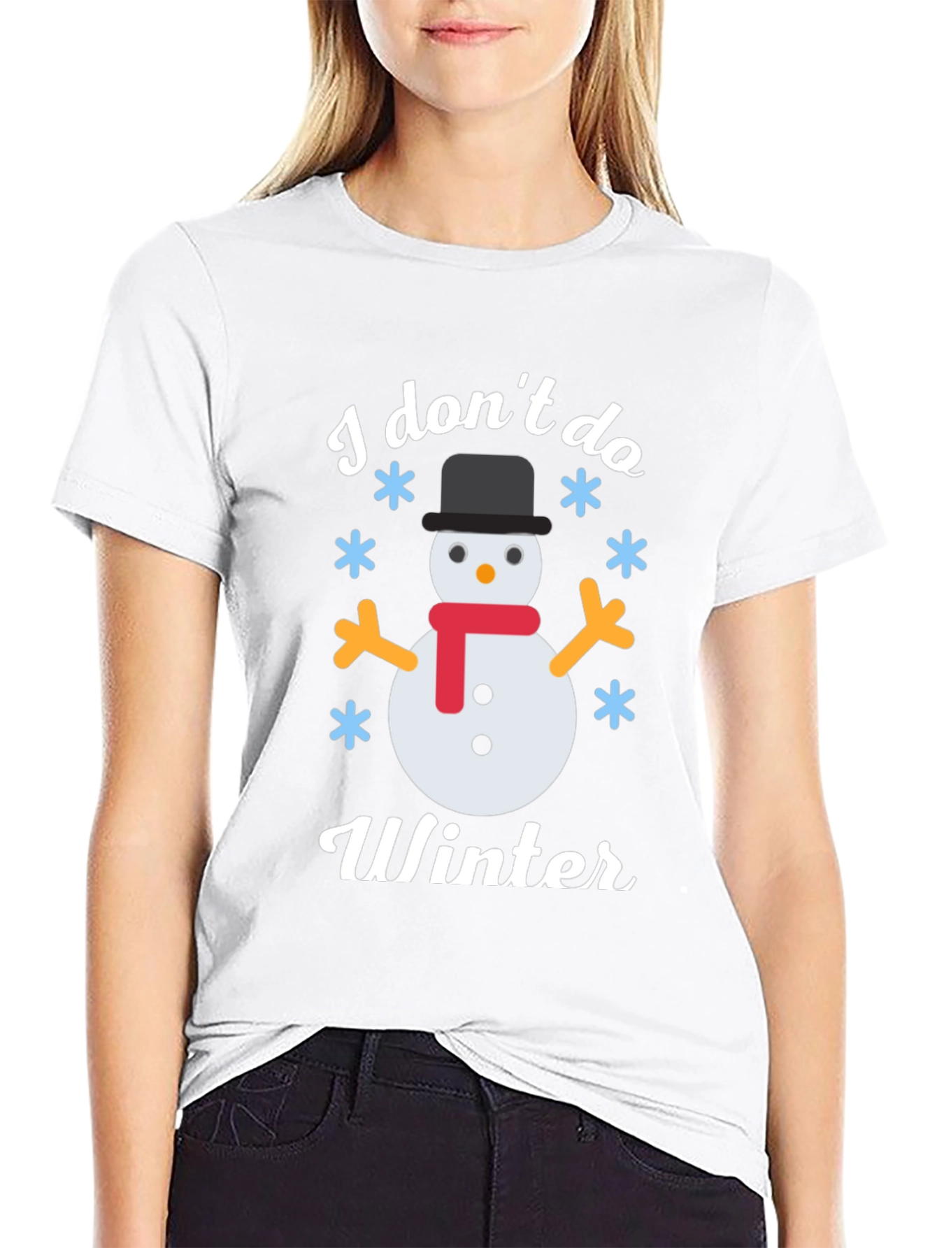 Black I Don't Do Winter Snowman Graphic Tee view 9