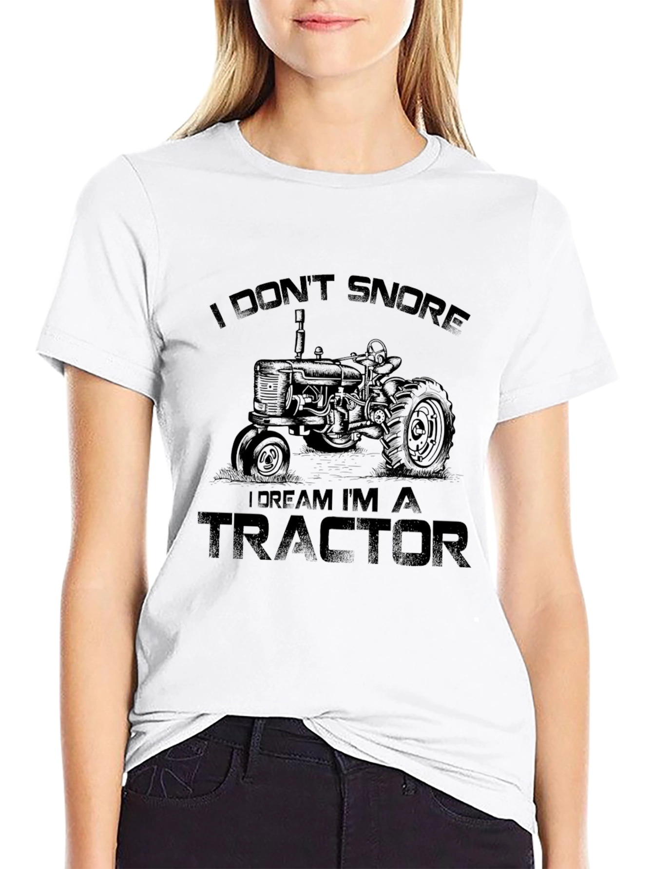 Black I Don't Snore, I Dream I'm A Tractor T-Shirt view 9