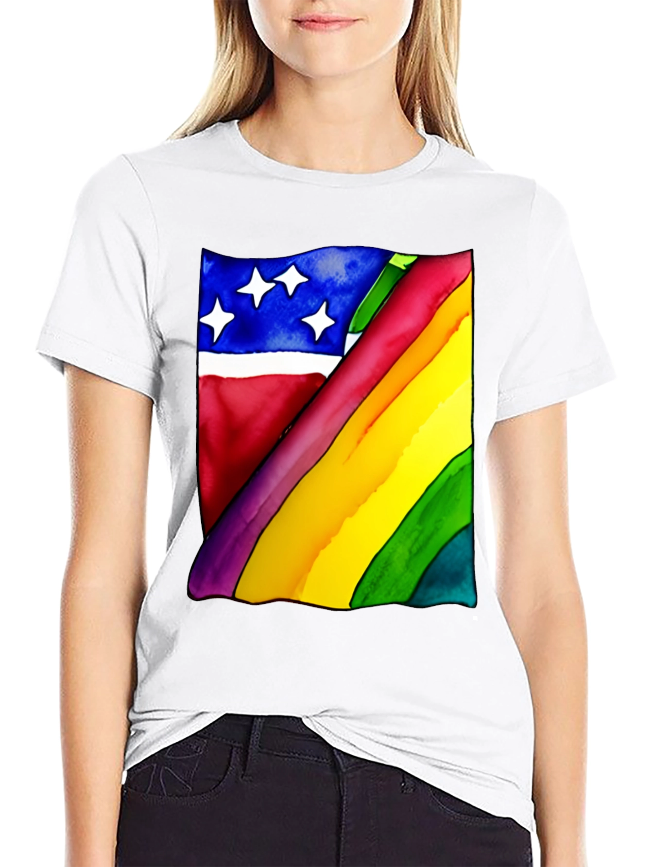 Black Rainbow Flag Graphic Tee - Unisex Black Shirt view 9