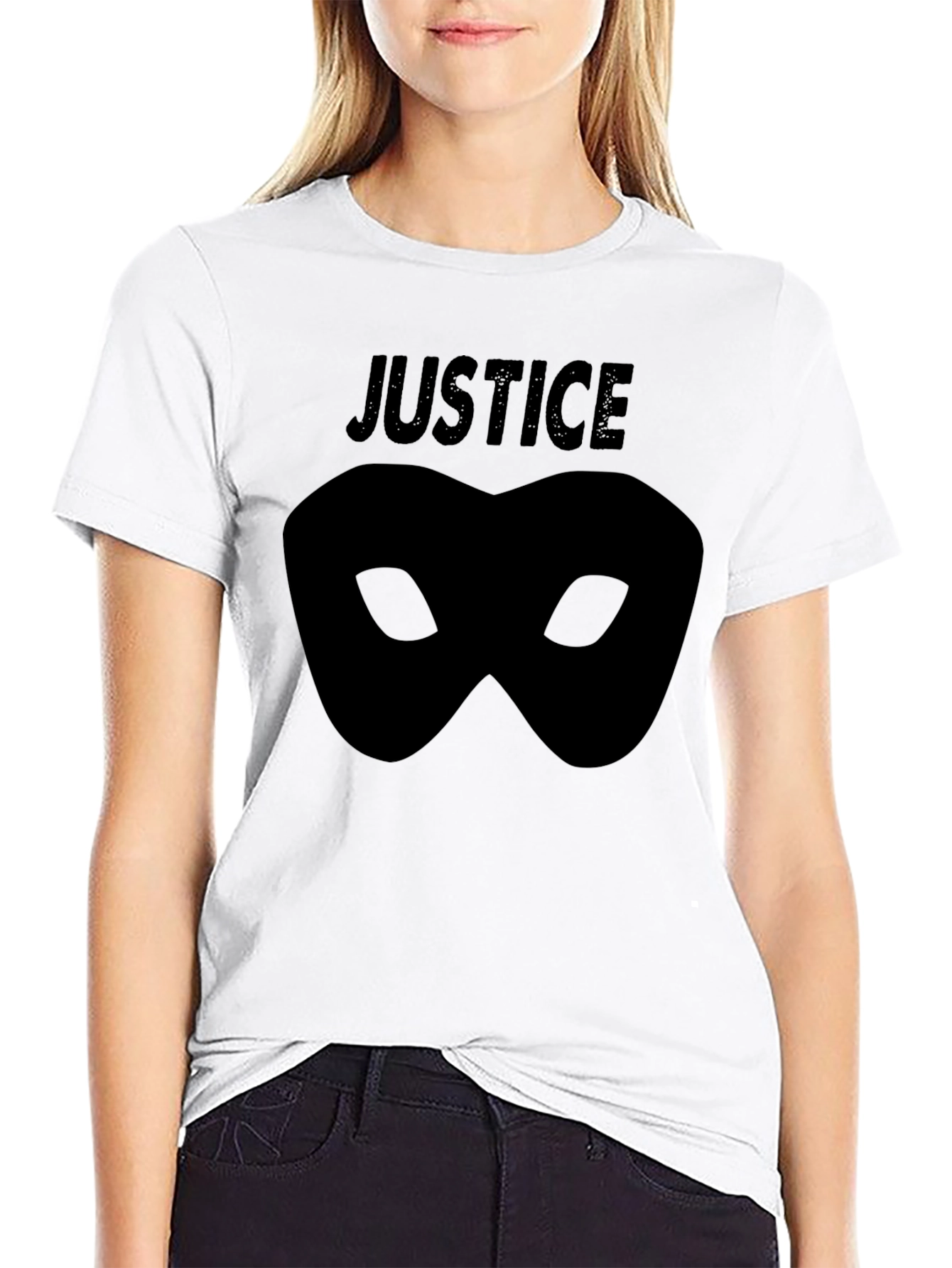 Black Justice Mask Graphic Tee view 9