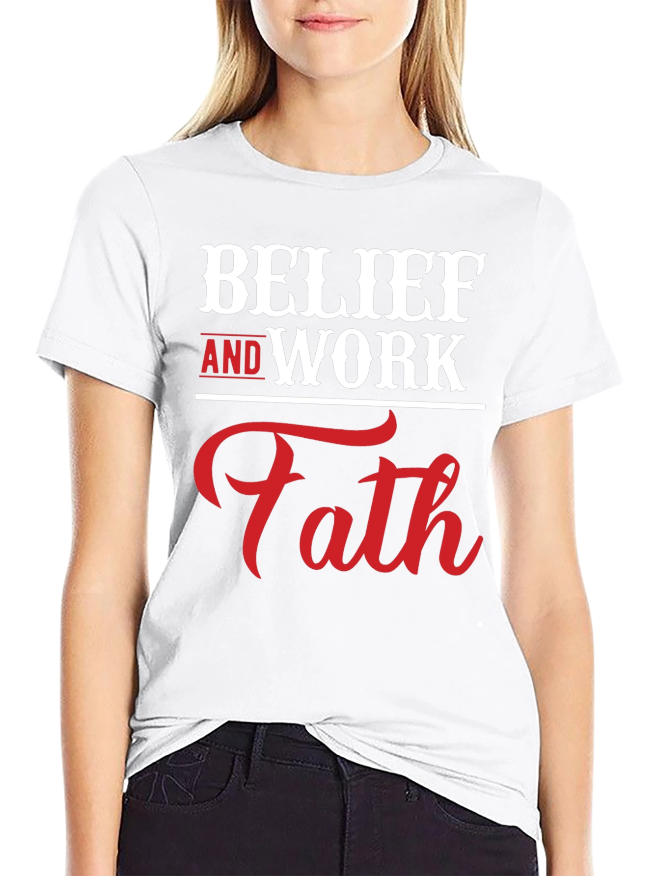 Black Belief and Work Faith Graphic T-Shirt view 9