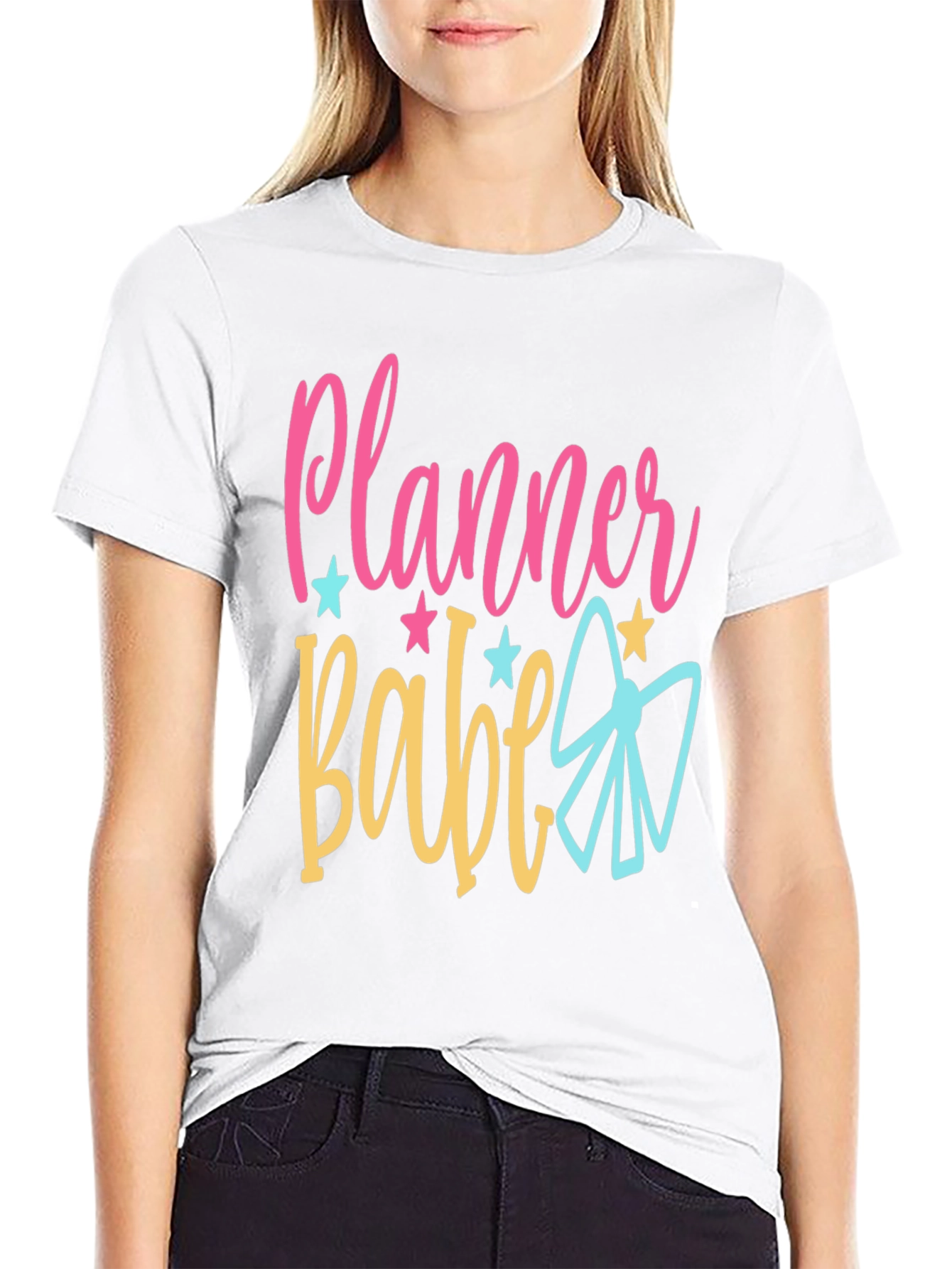 Black Planner Babe Graphic Tee - Cute and Stylish view 9