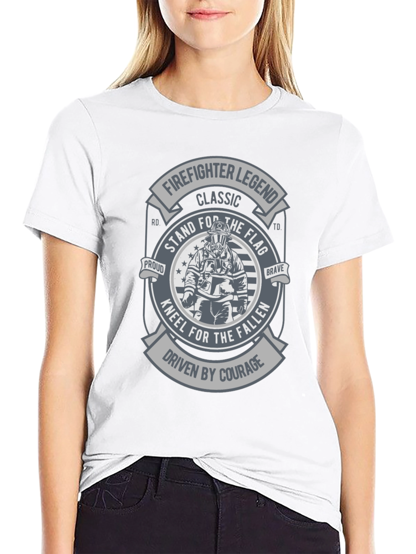 Black Firefighter Legend Graphic Tee - Stand for the Flag view 9