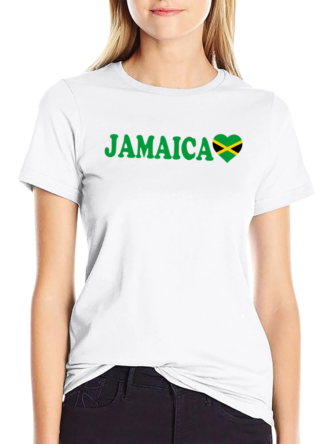 Black Jamaica Heart Flag T-Shirt view 9
