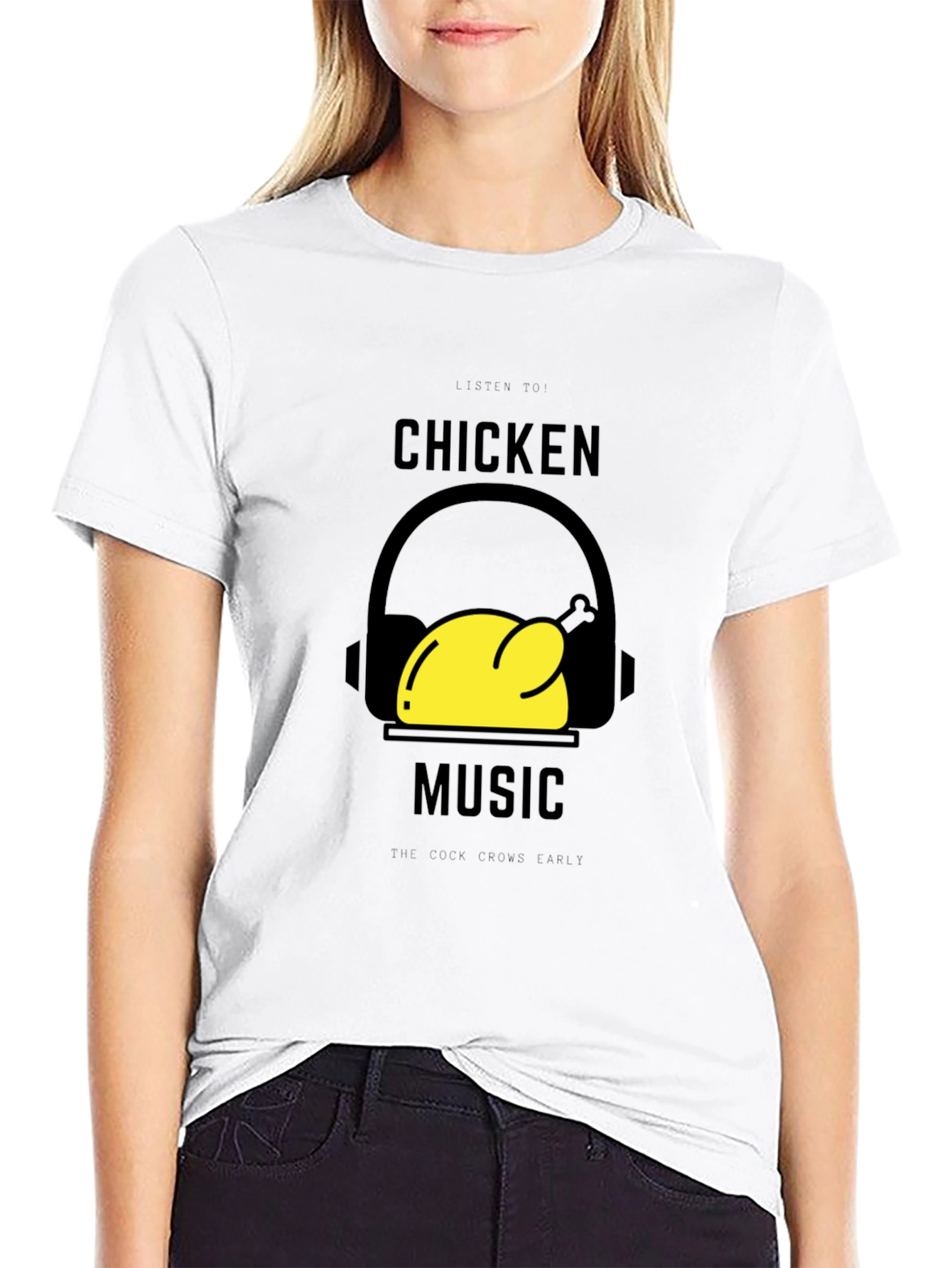 Black Chicken Music Graphic T-Shirt - Black view 9