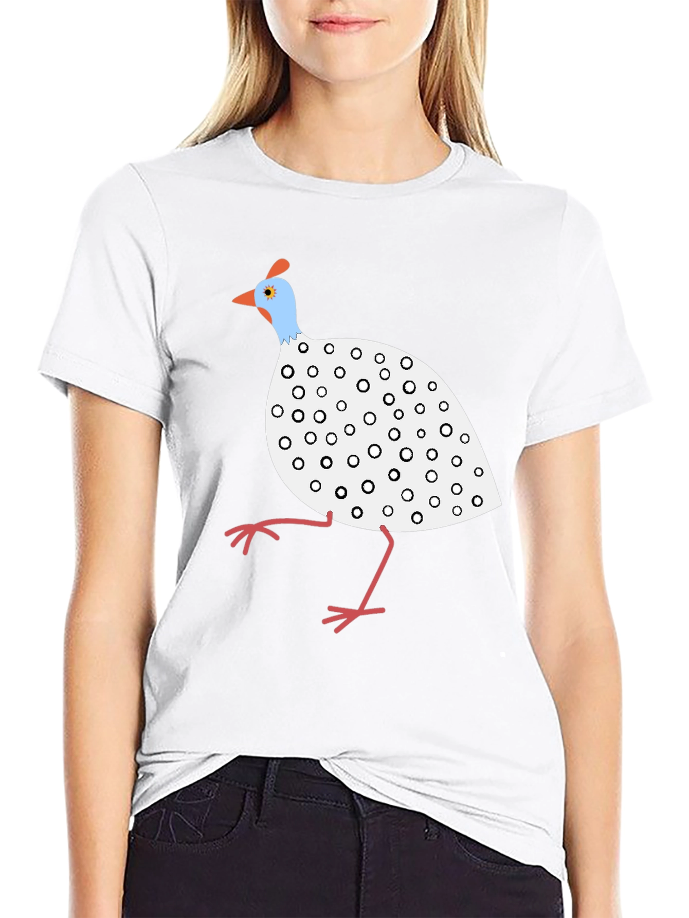 Black Guinea Fowl Graphic Tee - Unique Bird Design view 9