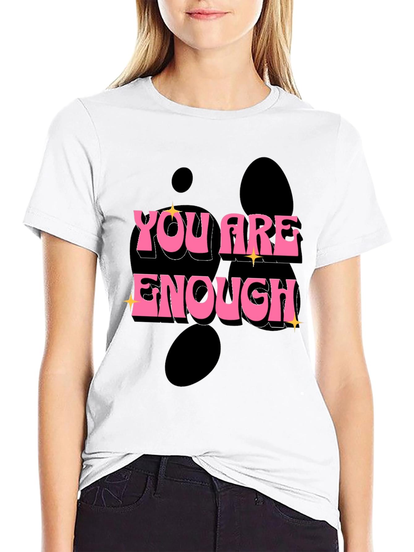 Black You Are Enough Graphic Tee - Black view 9