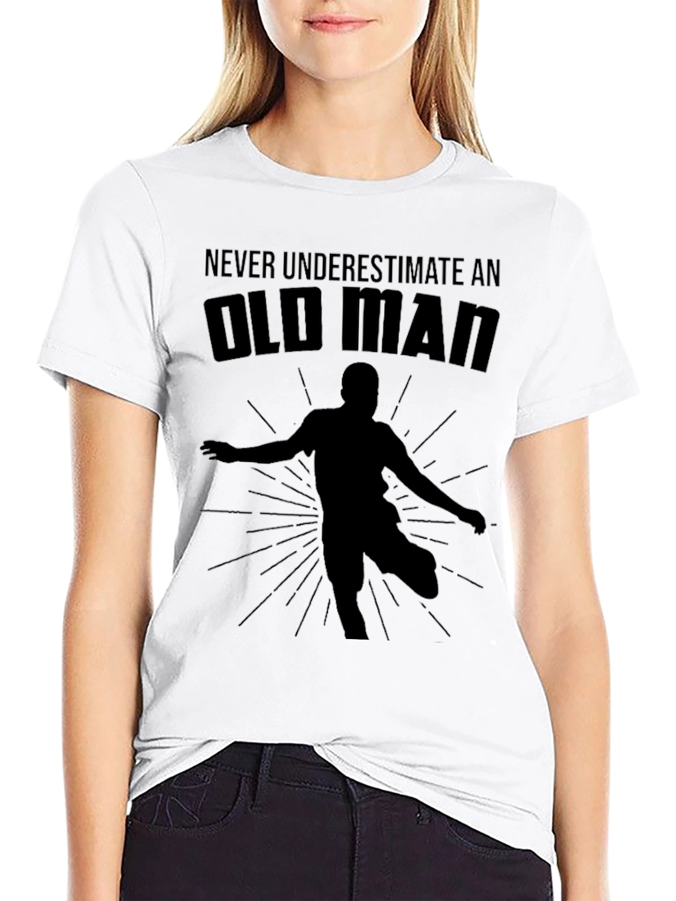Black Never Underestimate an Old Man T-Shirt view 9