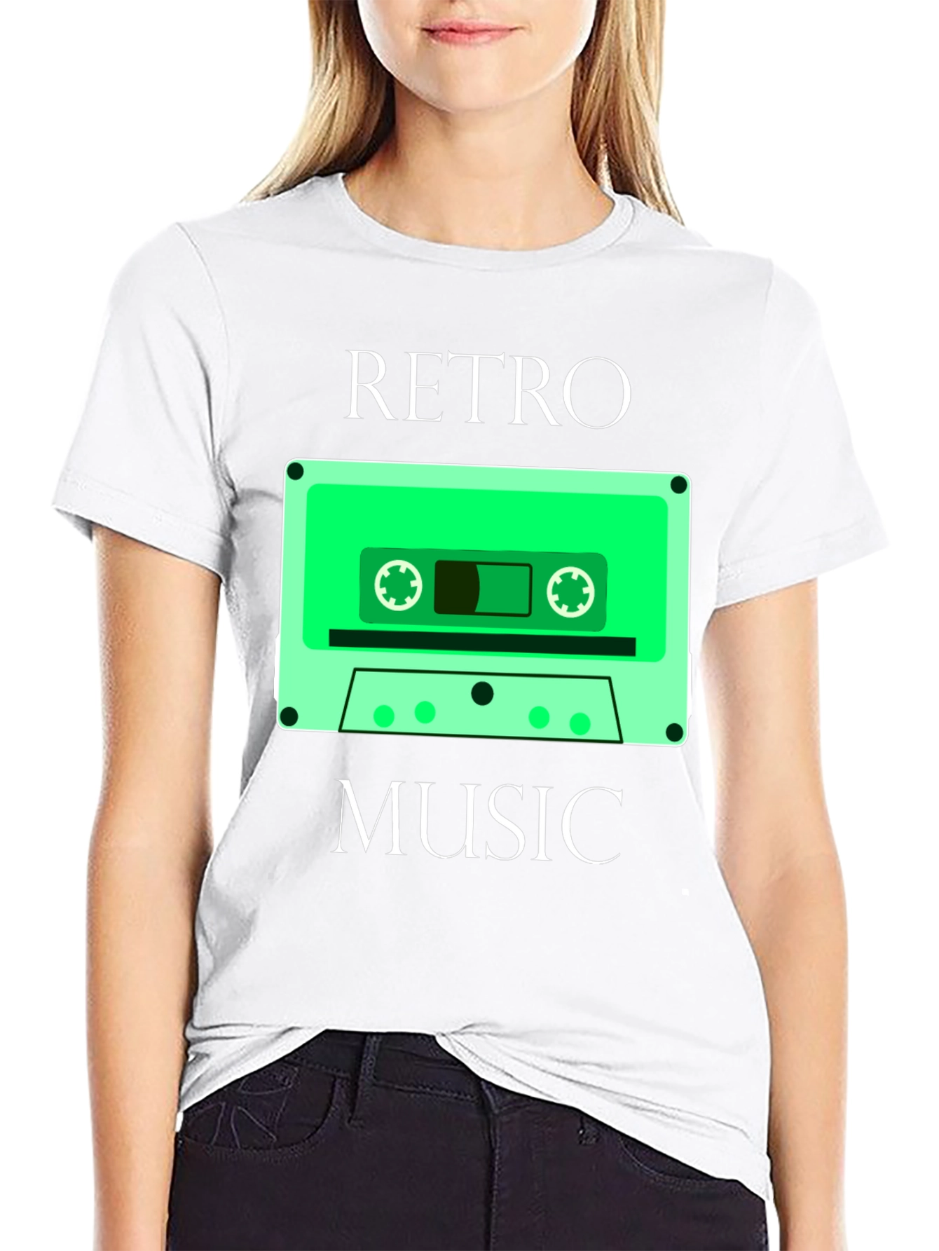 Black Retro Music Cassette Graphic T-Shirt view 9
