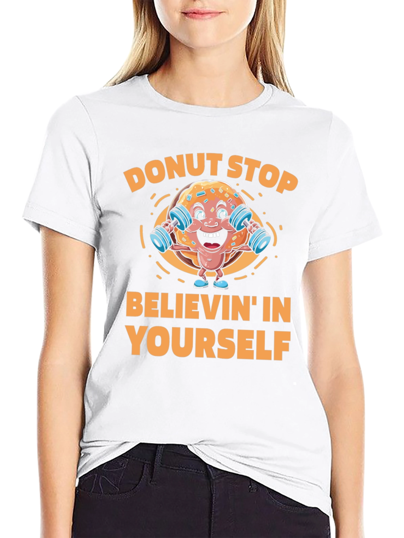 Black Donut Stop Believin' Fitness T-Shirt view 9