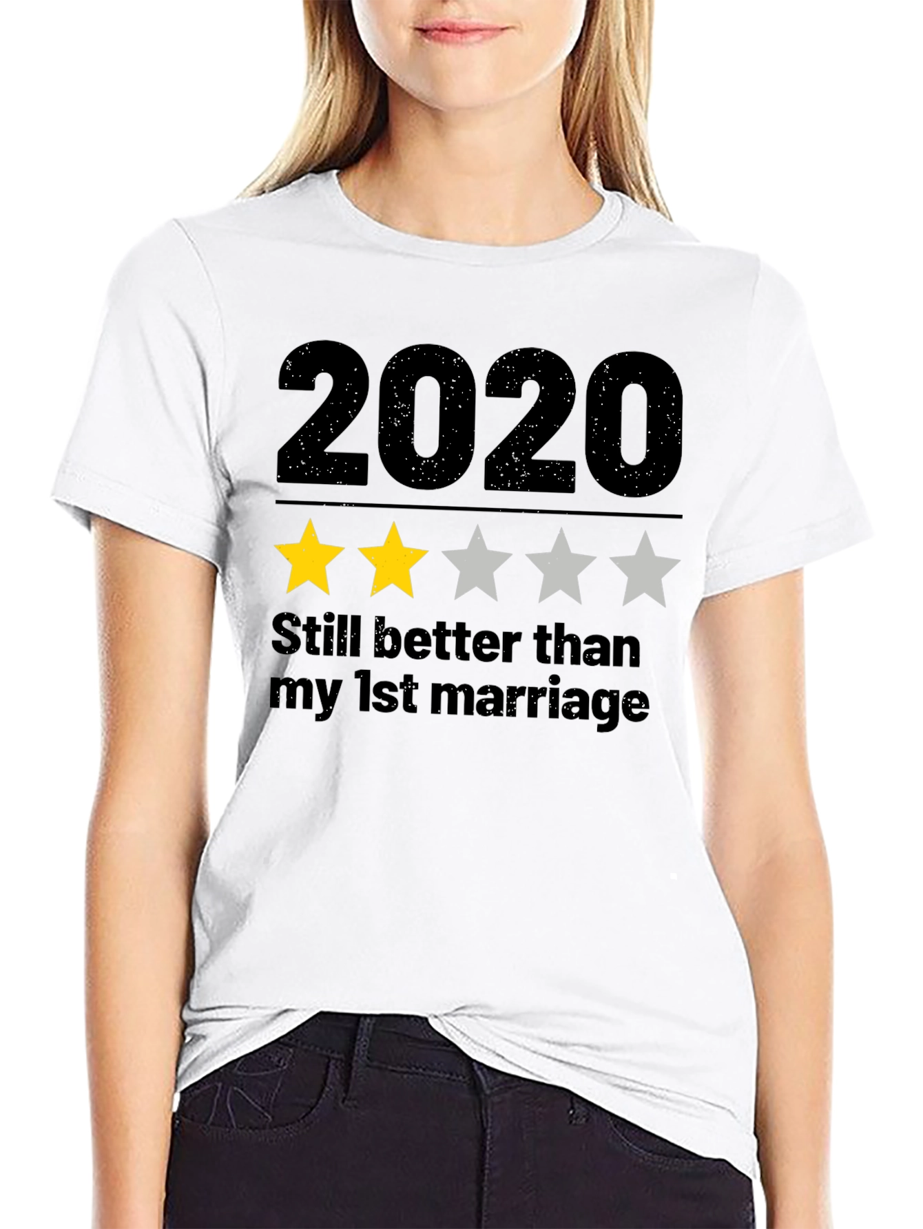 Black 2020 Two Star T-Shirt - Funny Sarcastic Tee view 9