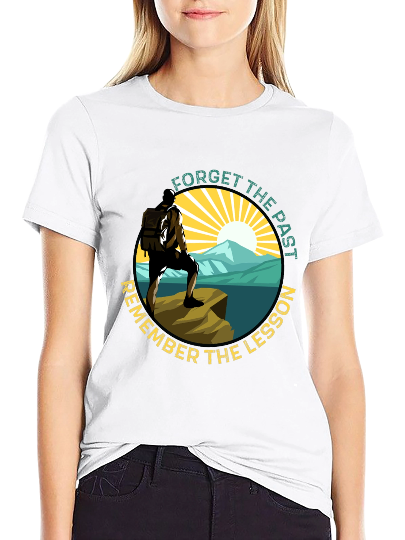 Black Forget Past Remember Lesson T-Shirt view 9