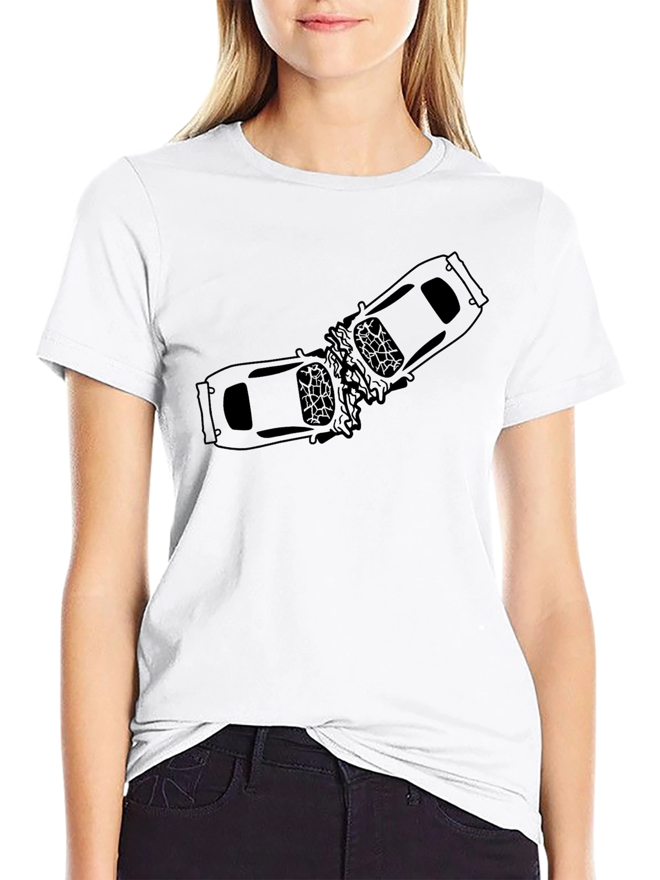 Black Crushed Car T-Shirt - Black Graphic Tee view 9
