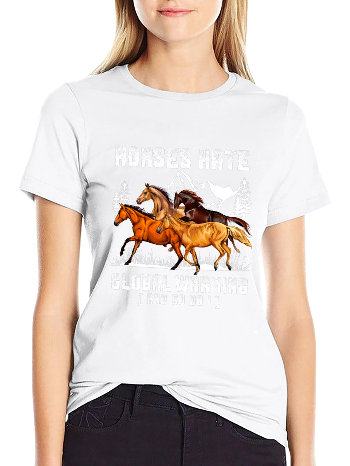 Black Horses Hate Global Warming T-Shirt view 9
